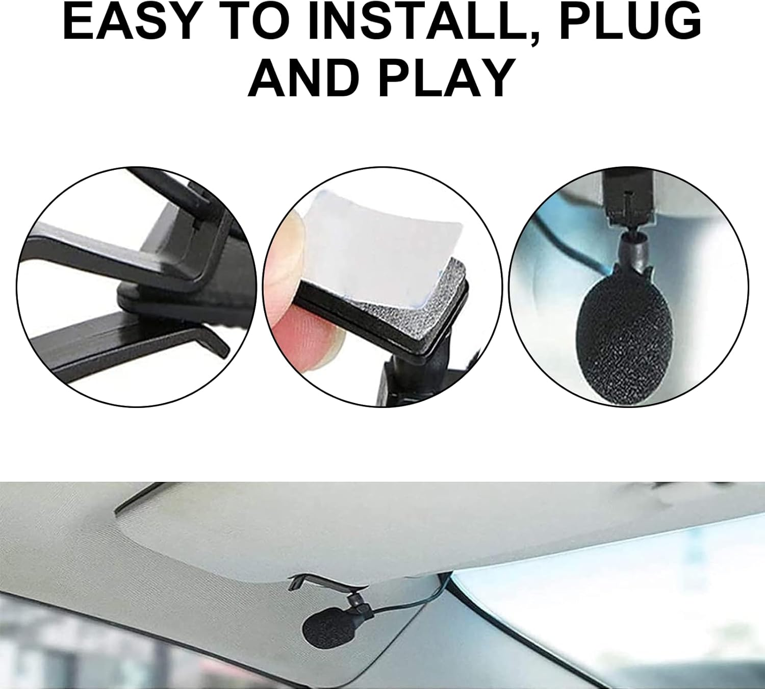 MAEZOE 2Pcs 3.5Mm Car Microphone Clip-On and Adhesive Mount with 3M Cable, Clear Audio for Car Stereo, Android Phones, Bluetooth GPS Radios, Perfect for Drivers and Rideshare image number 2