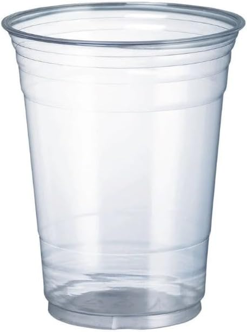100 Pack, 16Oz Clear Plastic Reusable PET Cups, Transparent Drinking Cups, Beer Cups, for Cold Drinks Only, for Parties, Picnic BBQ, Events, Durable, Resistant, BPA Free, Recyclable, (Dia. 98Mm)