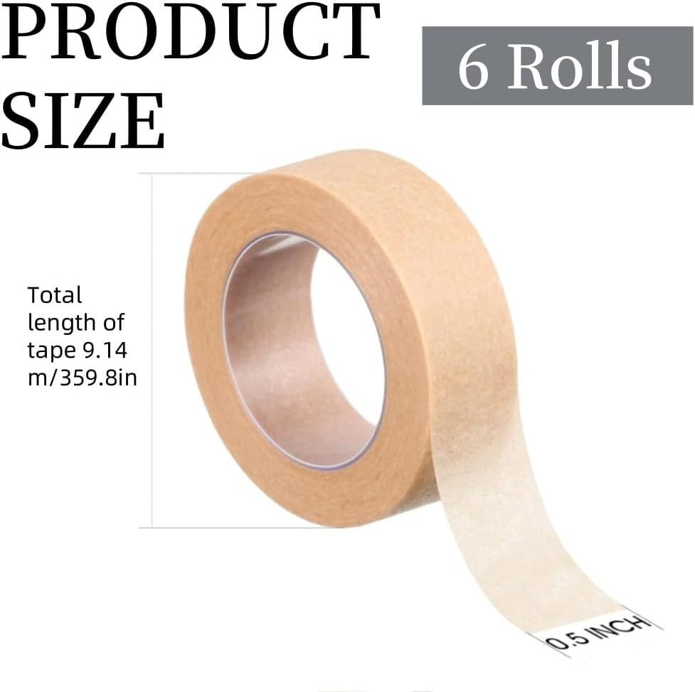 6 Rolls Flexible Skin Tape, Breathable Self Adhesive Gauze for Wound Injuries, Swelling, Sports - 1.25Cm X 9.14M image number 2