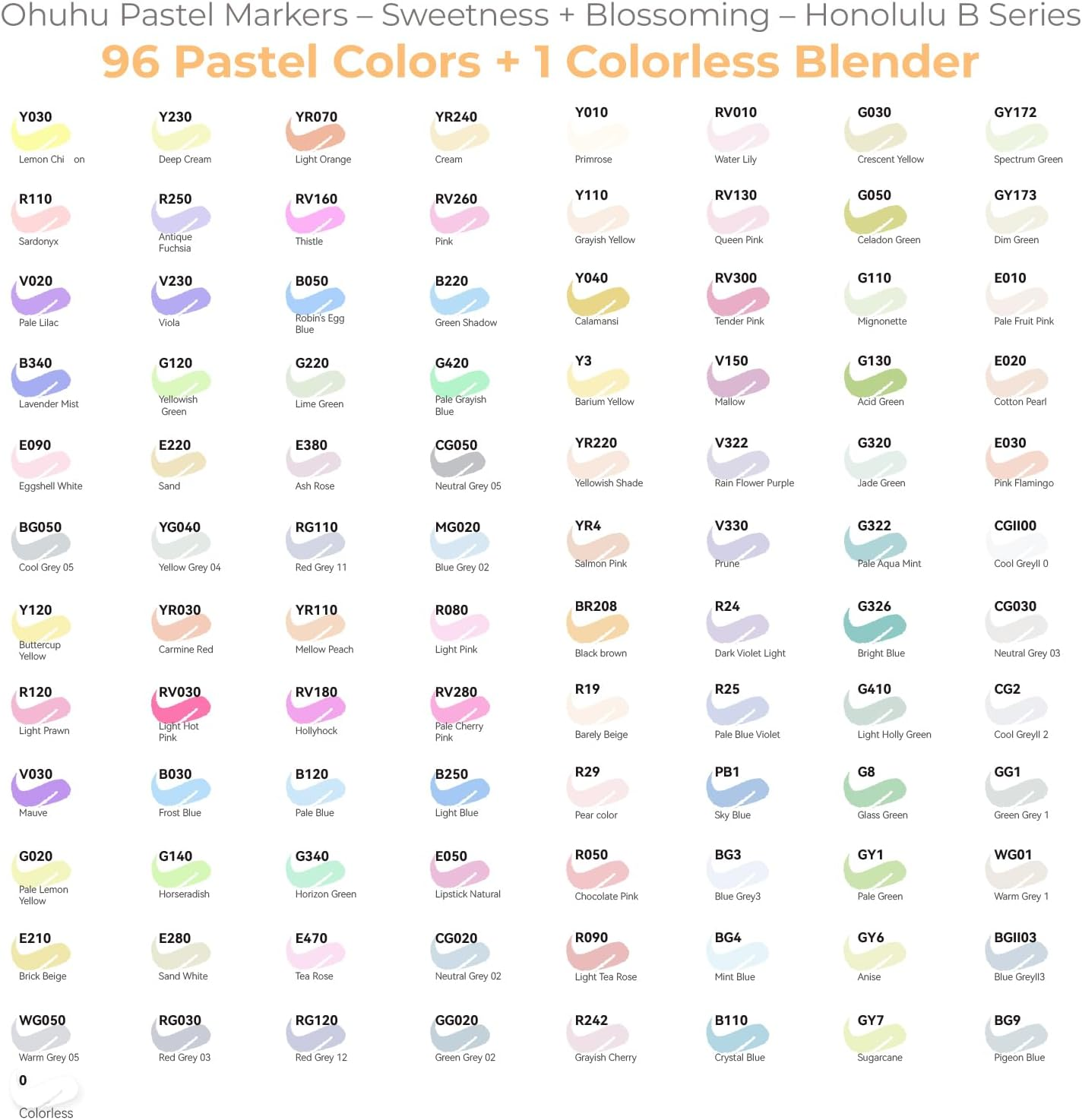 Ohuhu Pastel Markers Alcohol Based -96 Pastel Colors of Sweetness & Blossoming - Double Tipped Art Alcohol Markers for Artist Adults' Coloring Illustration - Brush & Fine - Honolulu B image number 3