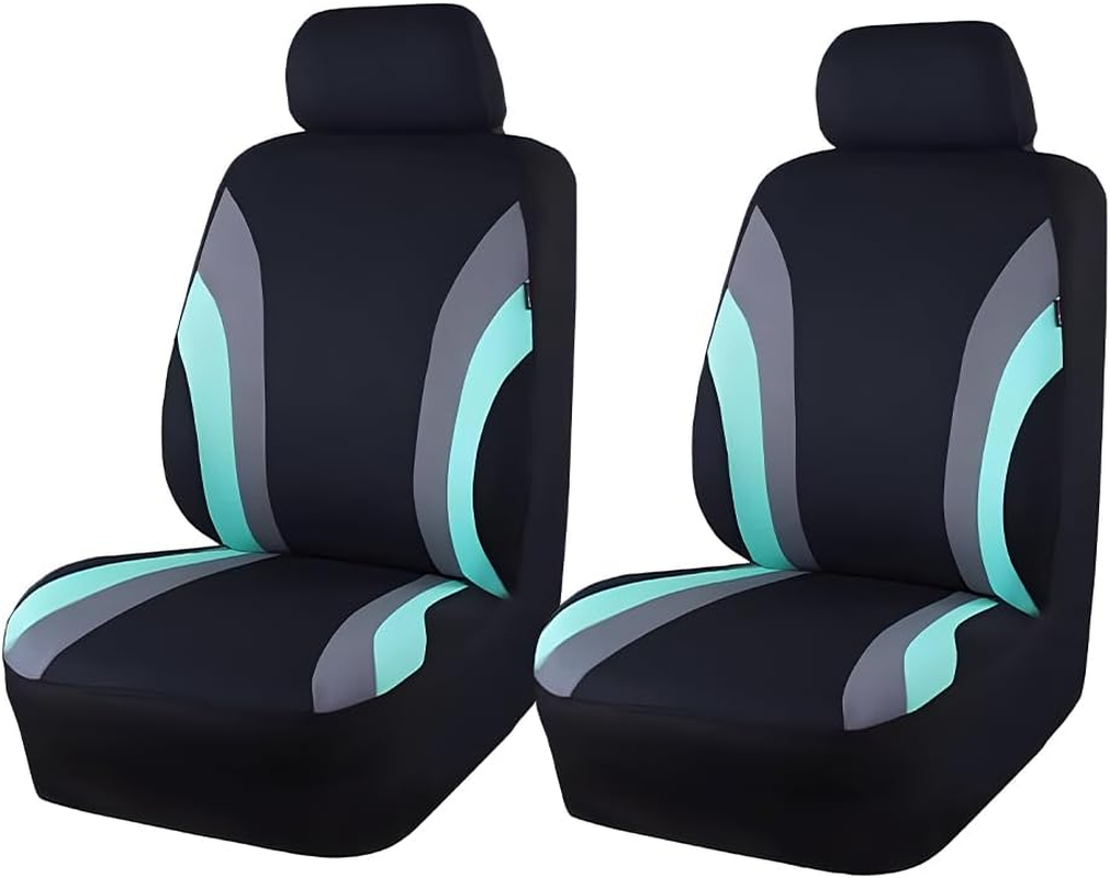 Sandfren Car Front Seat Covers Only, Sports Breathable Mesh Vehicle Front Seat Protectors with Removable Headrest Covers, Auto Interior Protection Accessories, Universal Fit (Gray)