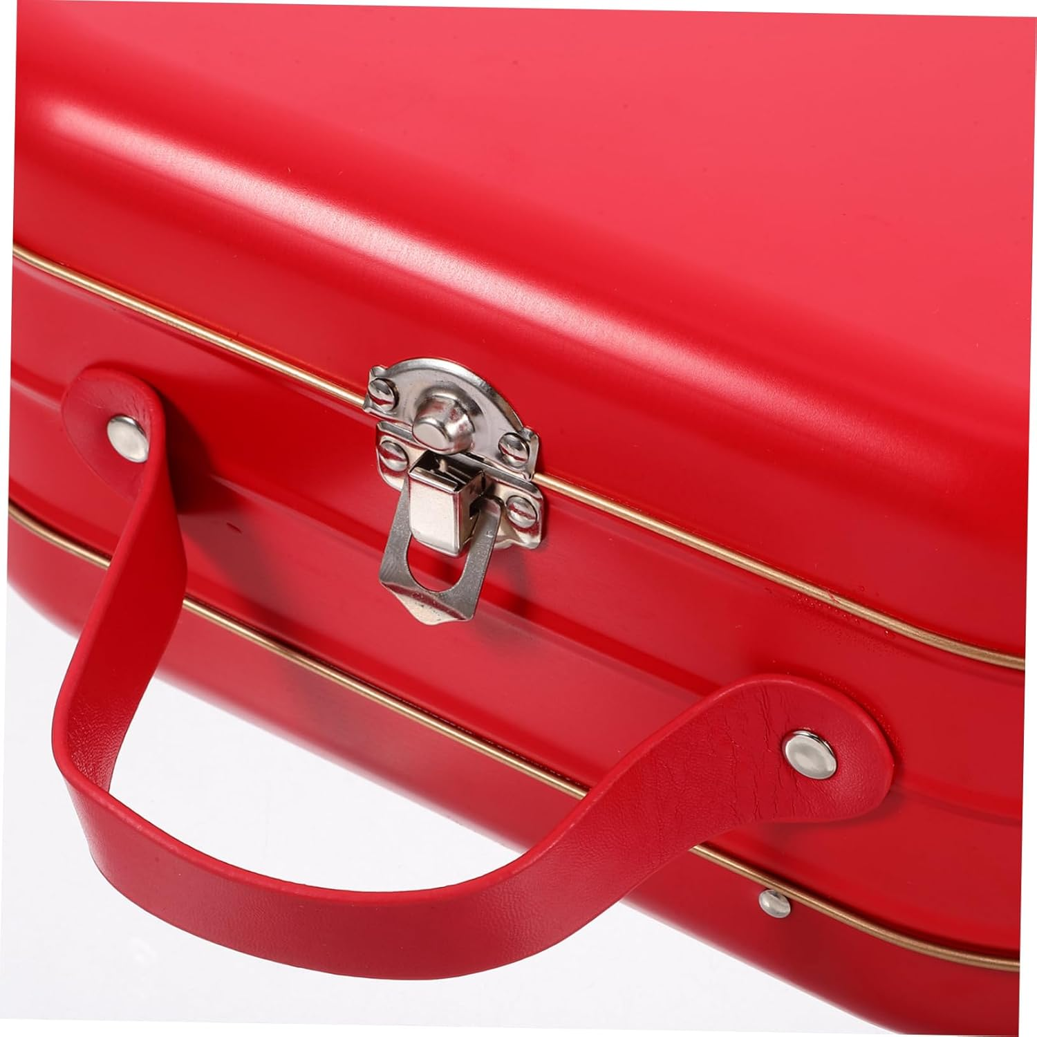 Portable Tinplate Suitcase Box Keepsake Jewelry Travel Box Small Storage Container Handle image number 4