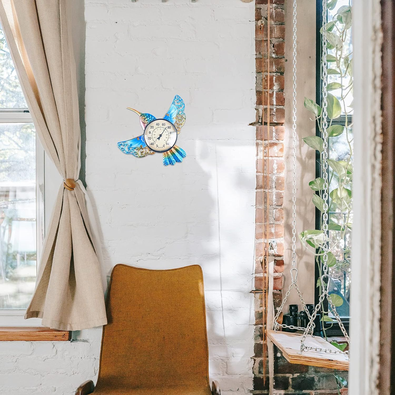 MUMTOP Indoor Outdoor Thermometer Hummingbird Waterproof Wall-Mounted Thermometer Exquisite Decoration Does Not Require Any Battery image number 2