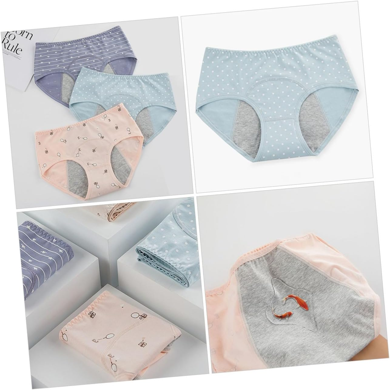 3Pcs Women Menstrual Underpants Mid Waist Safety Underwear for Period Protection Breathable and Comfortable Material Suitable for Shrimp Lake image number 5