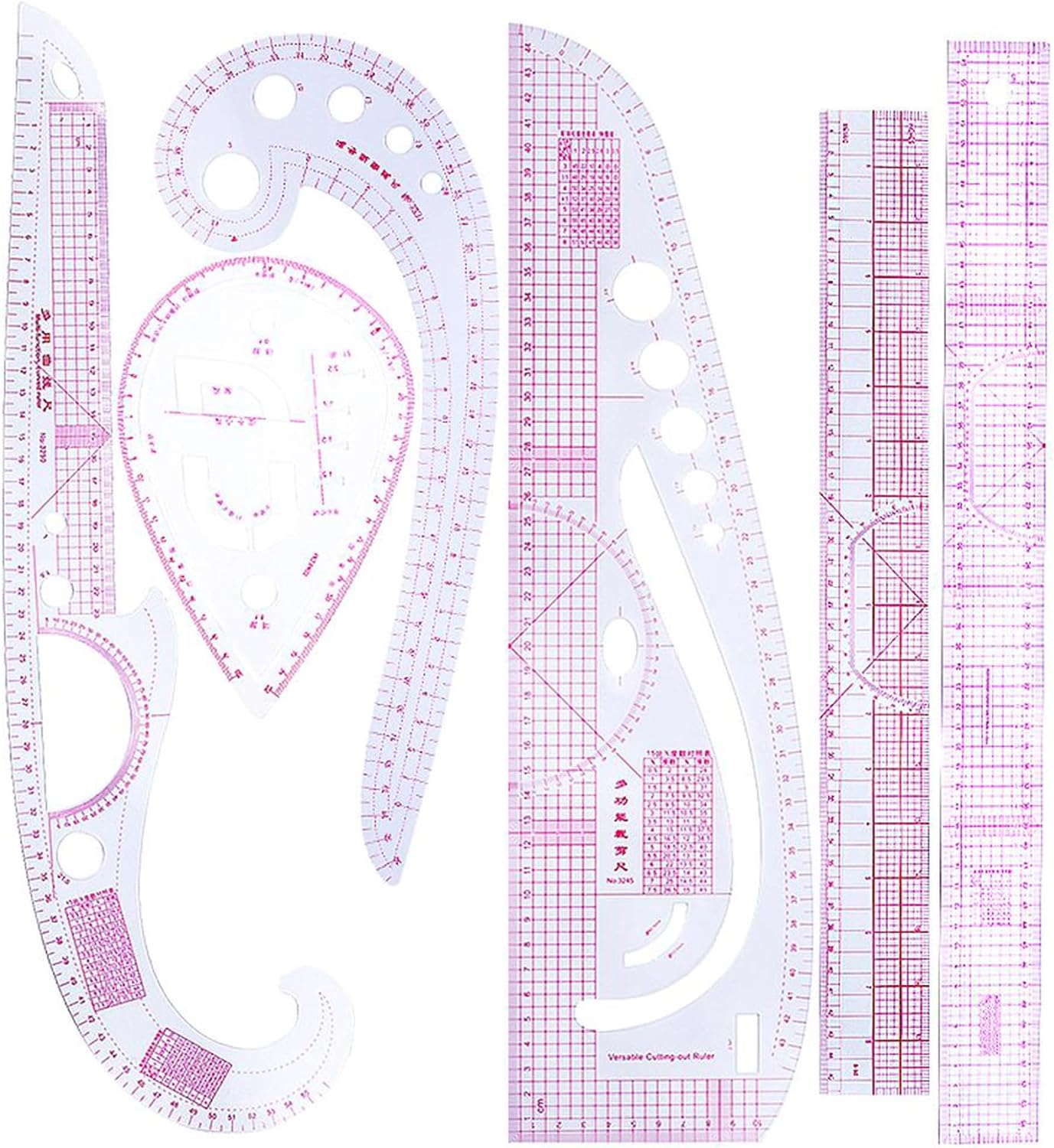 Metric Ruler, 6PCS French Metric Ruler, Clothing Fashion Design Ruler, Curve Shaped Grading Rulers, Sewing Tools, Sewing Dressmaking Pattern Design Ruler, DIY Clothing Bendable Drawing Template image number 5