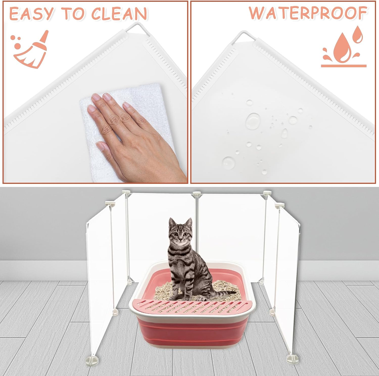 VCEPJH Cat Litter Box Enclosure Splash Guard Extra Large High Wall Pee Shields DIY Privacy Screen for Litterbox Barriers L24 Xw22.8Xh15.7 in White (Kitty Boxes Not Included) image number 6