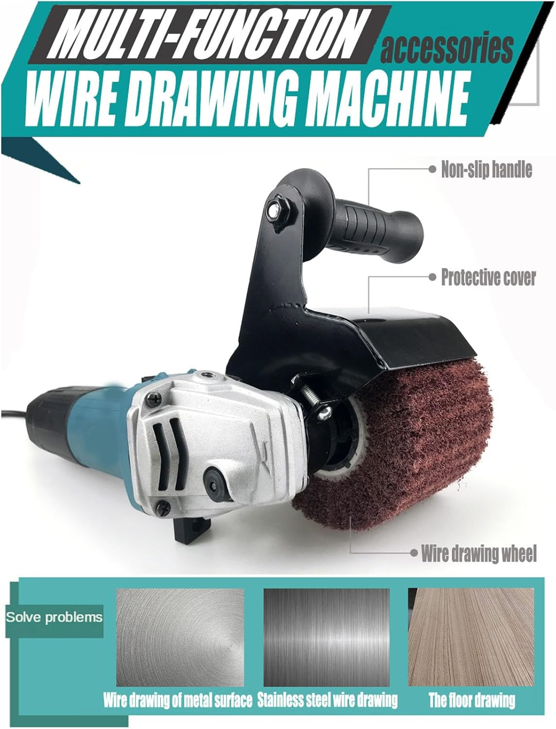 Burnishing Polishing Machine, Lightweight Design, Soft Handle, Sturdy and Durable, Compact and Portable, Wide Application, with 2 Brushing Wheels, for Wood, Metal image number 3