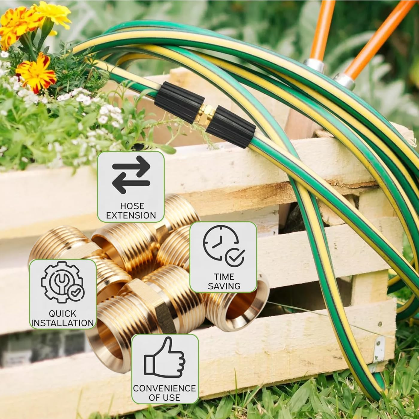 4 Pcs M22-14Mm Pressure Washer Hose Connector, Quick Connect Hose Extension Coupler, 5000 PSI Heavy Duty Brass High-Pressure Washer Hose Adapter Fitting image number 2