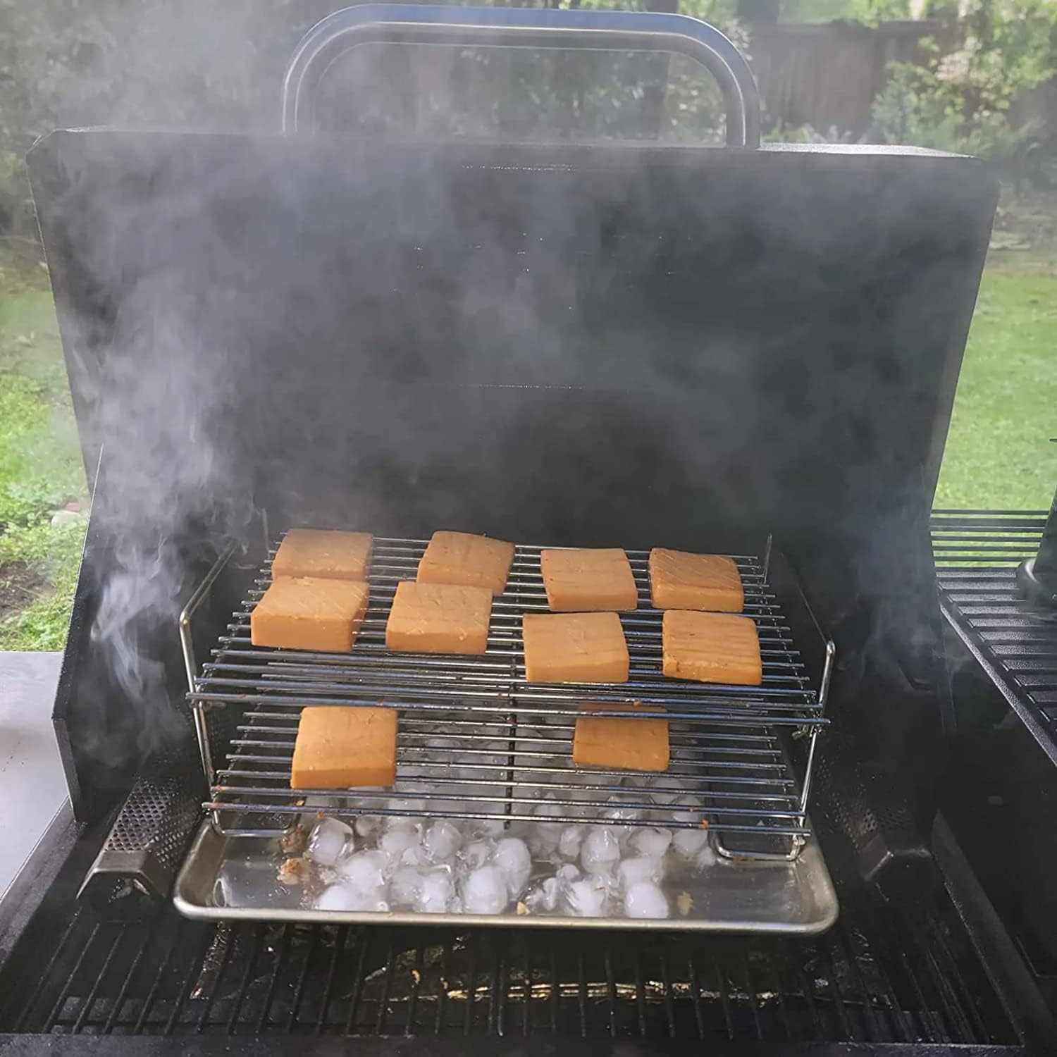 Dcyourhome Double Layer Stainless Steel Smoke Shelf/Grill Warming Rack Replacement Part for Traeger and Other Wood Pellet Grills & Gas Grills & Grill Grate Accessories (Smoke Shelf)