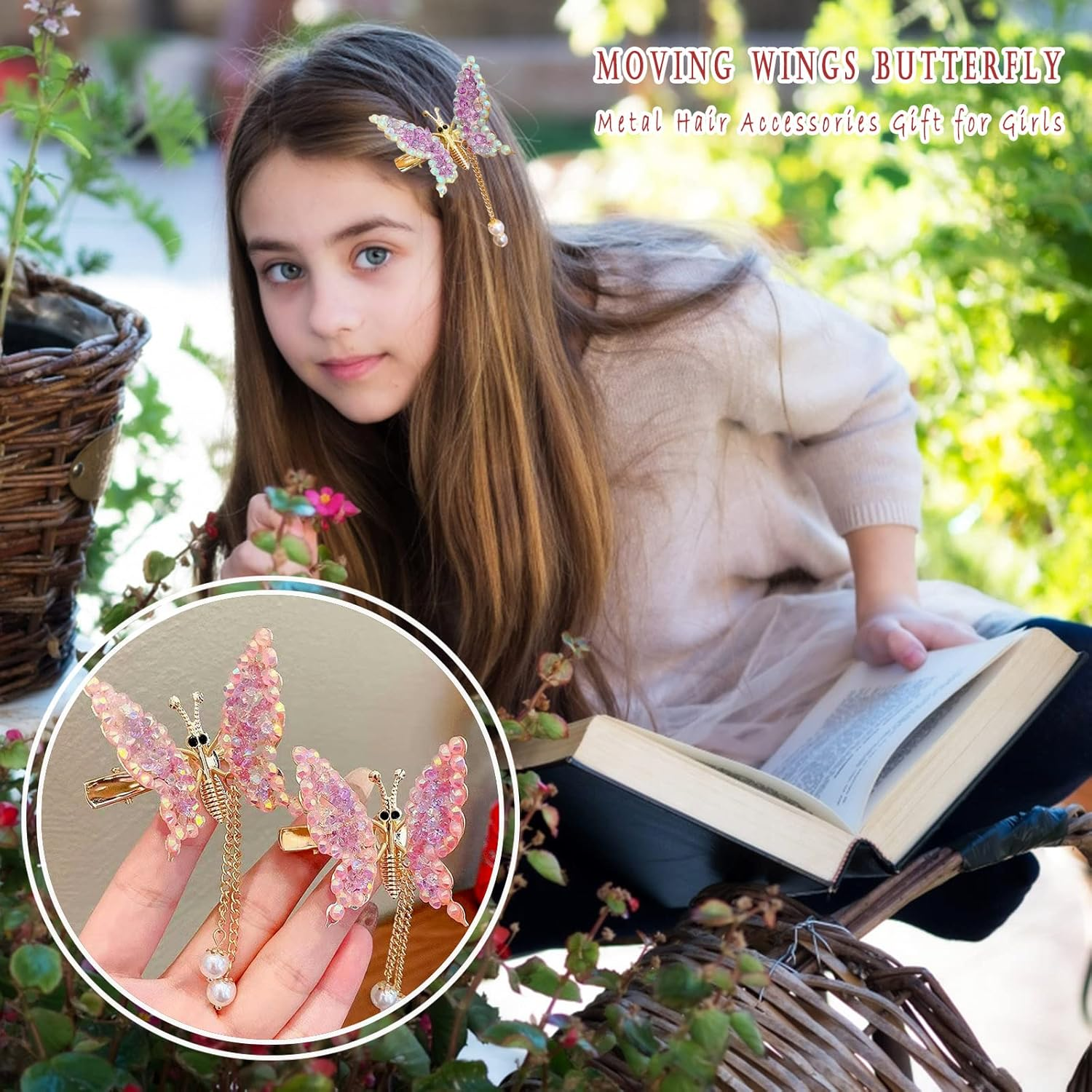 Hair Clip Butterfly Hair Clips Hair Clips Girls Hair Pins Hair Clip Hair Band Bridal Ladies Hair Jewellery Decoration, Pack of 4 image number 4