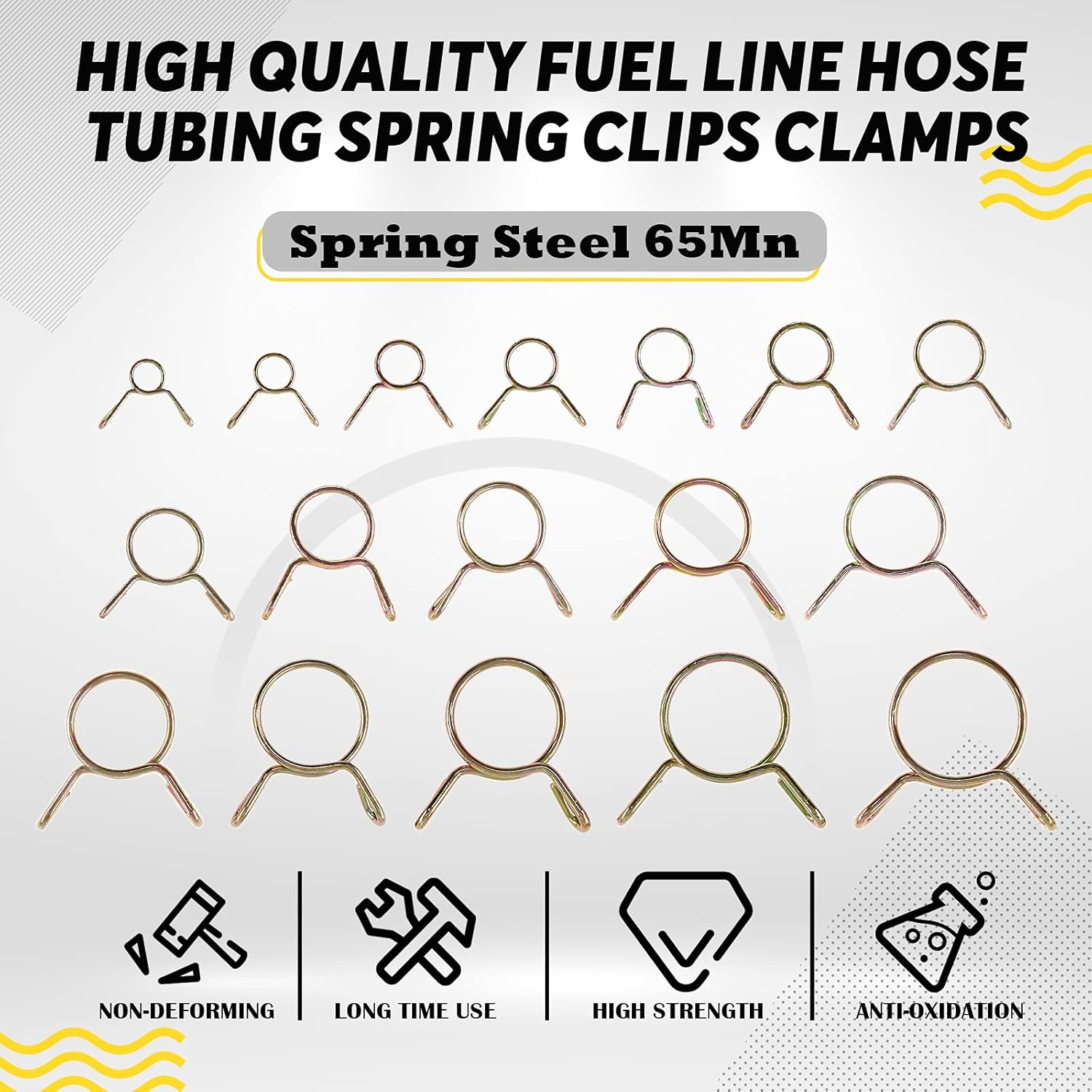 Hilitchi 450Pcs 17Sizes Fuel Line Hose Tubing Spring Clips Clamps Hose Fastener Assortment Kit for Motorcycle Scooter ATV, 5-22Mm image number 3