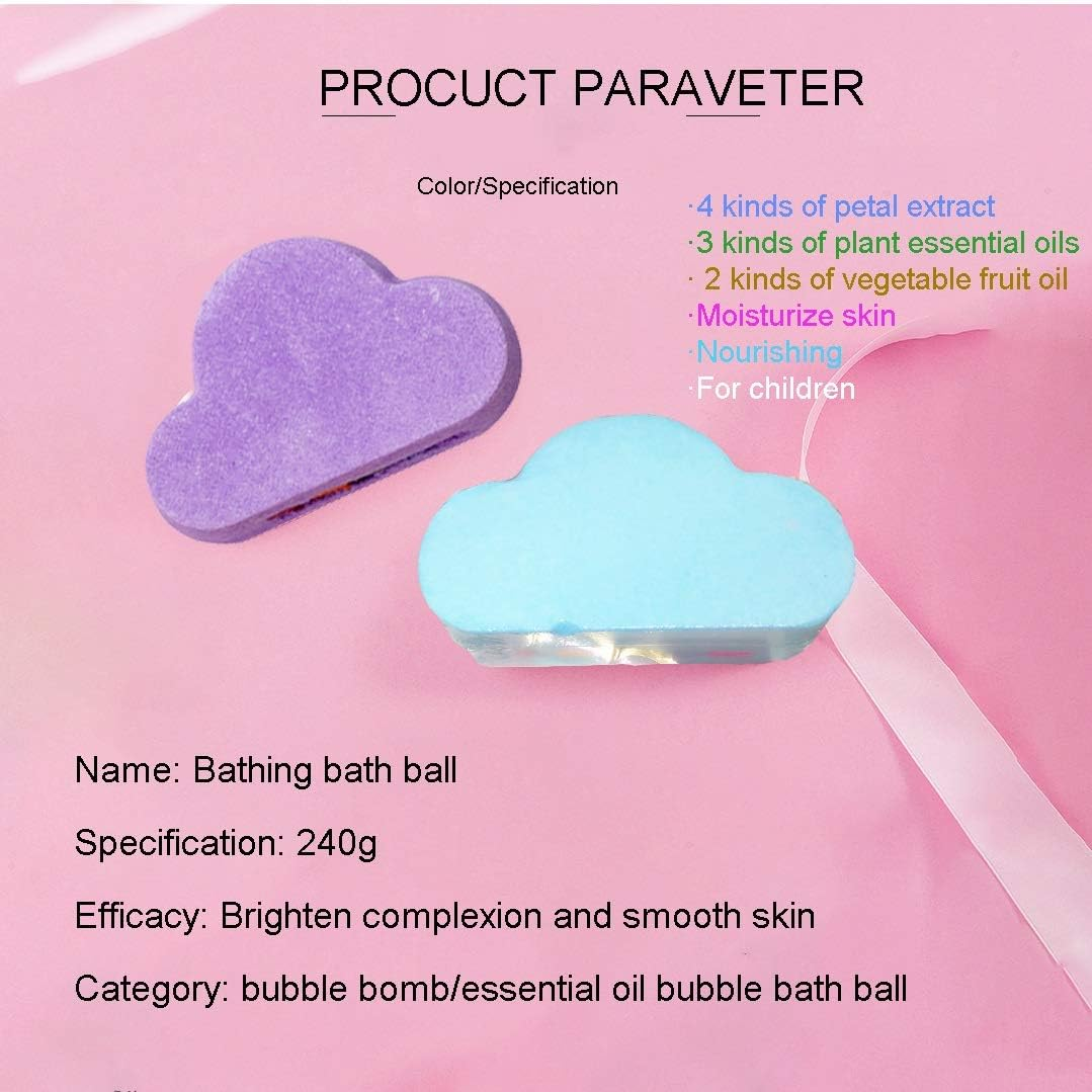 Bath Bombs Gift Set Cloud Shape Bath Ball 4 Nourishing Bath Bombs Perfect for Bubble or Spa Bath Natural Floral Fragrance，Skin Rejuvenation, Soothing, Moisturizing XIAOYU image number 3