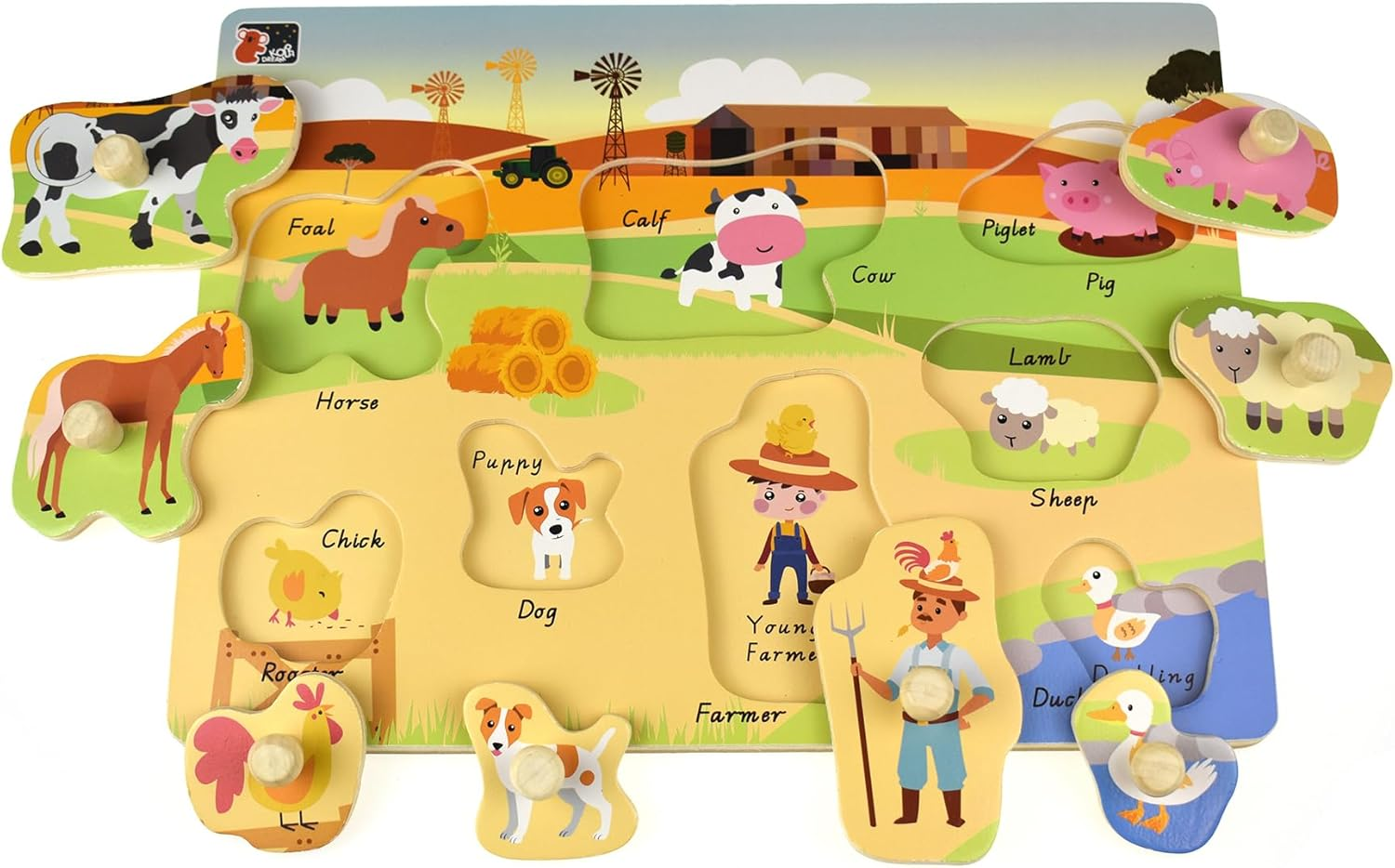 Koala Dream 2 in 1 Australian Farm Animal Peg Puzzle - Educational Pegboard Puzzle image number 1
