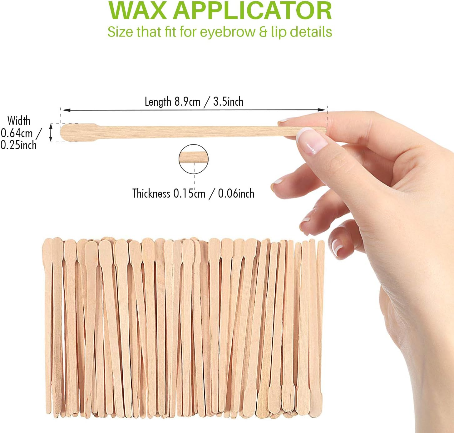 Mibly 200 Pcs Wooden Wax Sticks - Eyebrow, Lip, Nose Small Waxing Applicator Sticks for Hair Removal and Smooth Skin - Spa and Home Usage image number 6