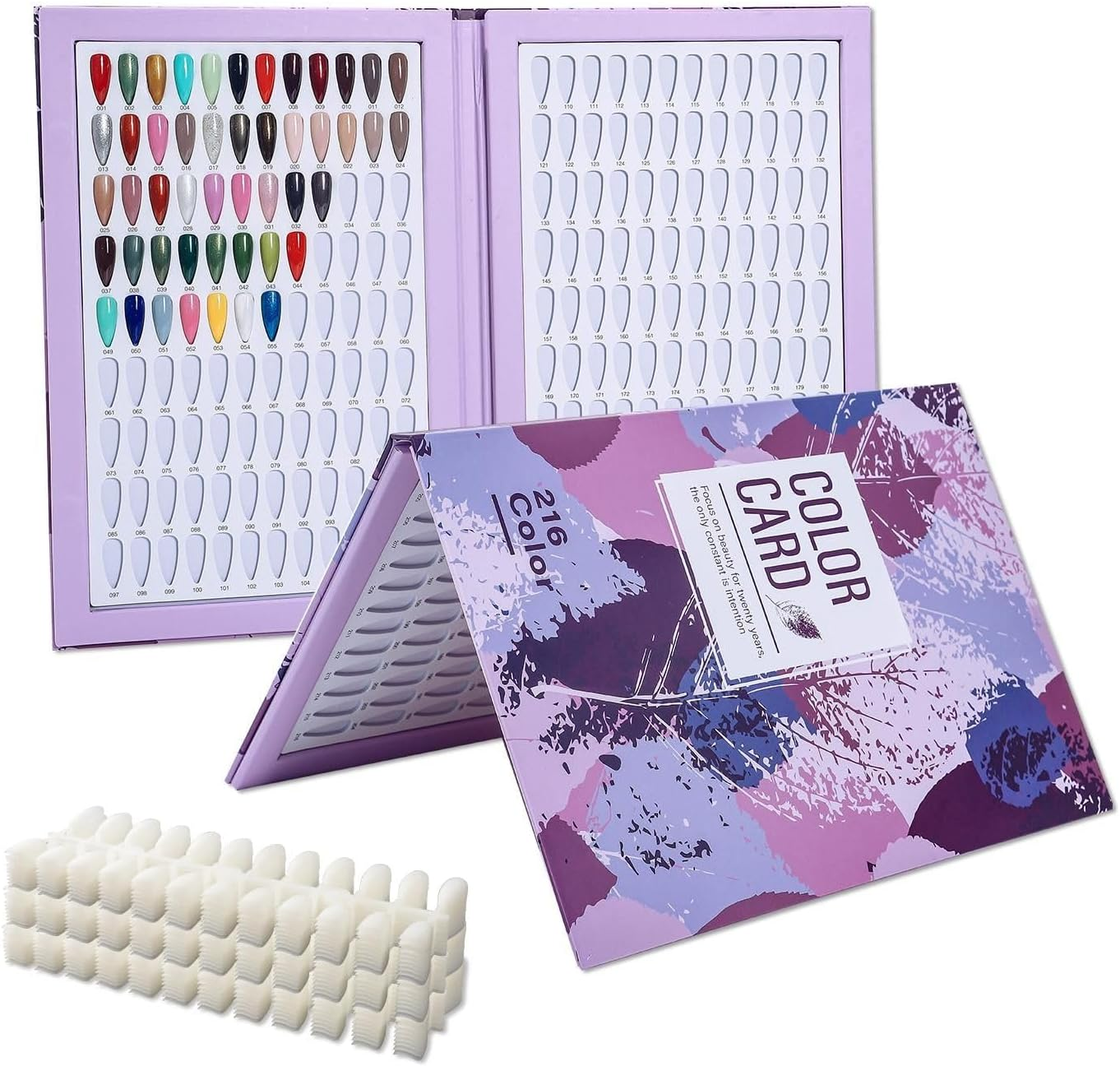 Acycoin2A 216 Nail Color Chart Display Gel Polish Color Book with 240 False Nail Tips and Number Sticker (A) image number 3