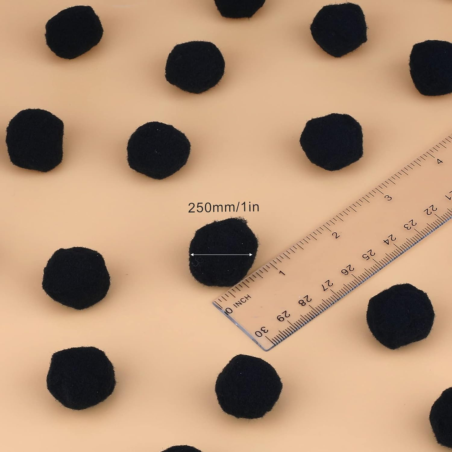 KINBOM 100Pcs Craft Pom Poms 1 Inch Diameter, Soft Shaggy Pom Poms Balls for Arts and Crafts Pompoms Knitting Accessories for DIY Handicrafts Lovers (Black) image number 5