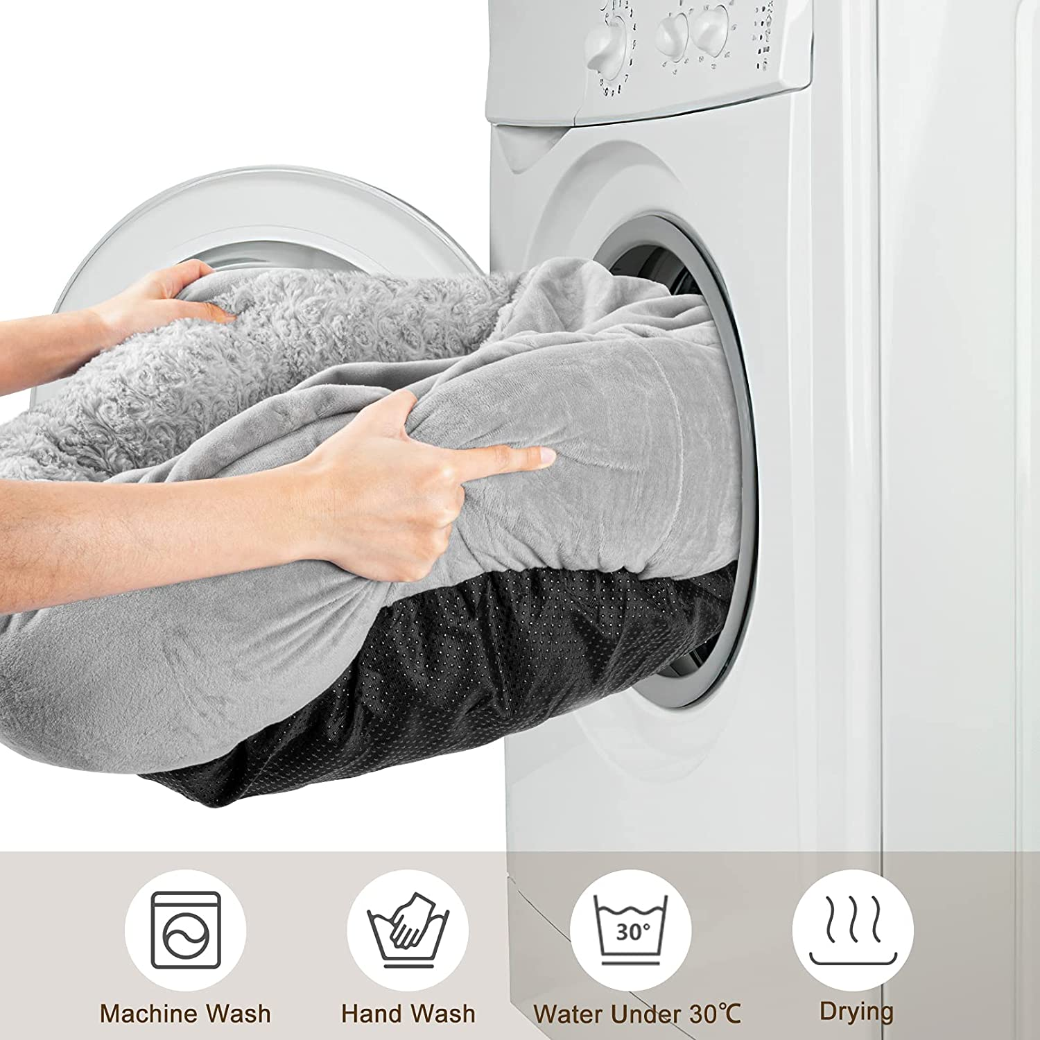 JOEJOY Dog Beds for Small Medium Dogs, Cozy Cuddler Luxury Puppy Pet Bed with Blanket Attached, Donut round Calming Anti-Anxiety Dog Burrow Cave Bed - Anti-Slip Bottom and Machine Washable 26 Inch image number 3