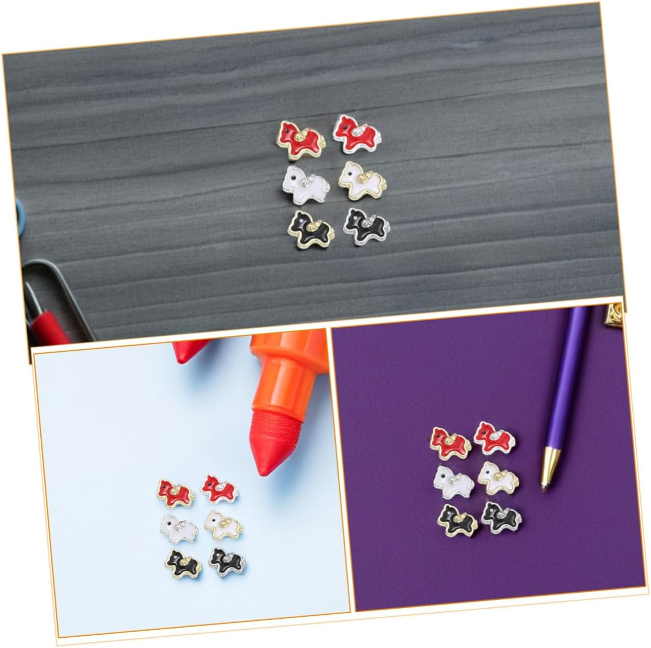 60Pcs Cute Cartoon Horse Nail Charms Animal Embellishments Nail Supplies for Women DIY Manicure Decorations Party Accessories image number 1