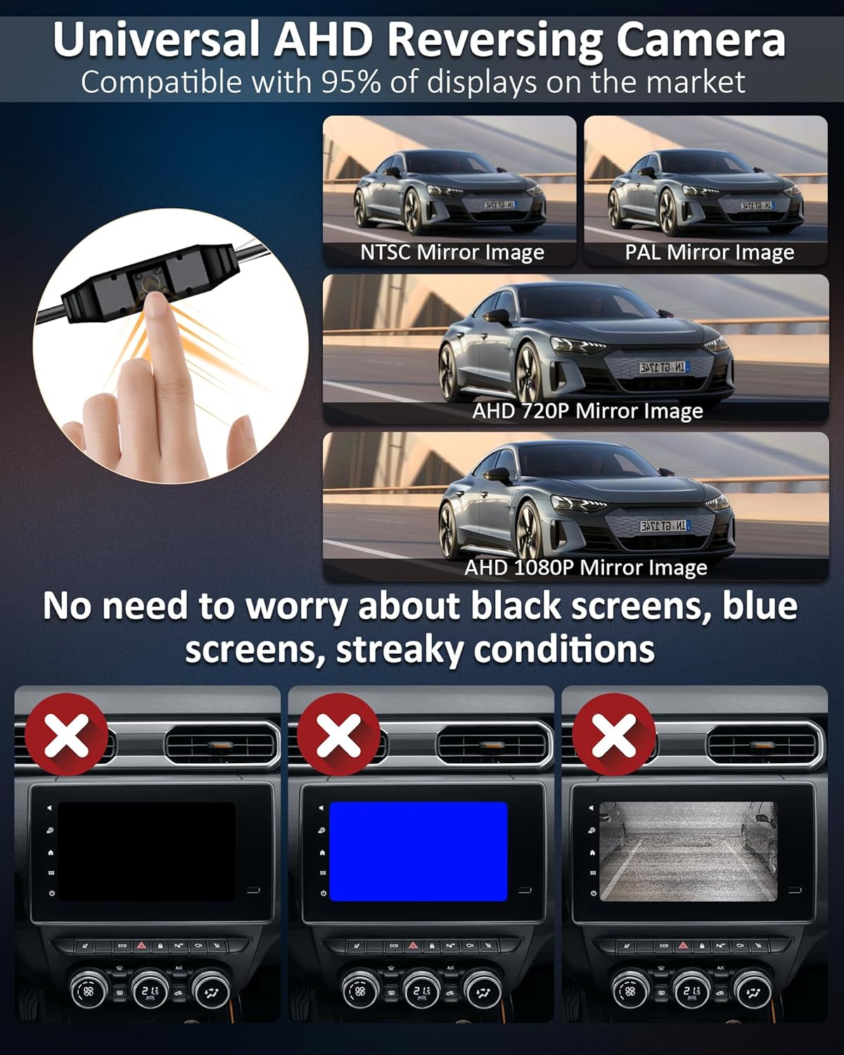 Vtopek Universal 1080P/720P/CVBS/PAL 360&deg; Rotatable Reverse Camera Front/Rear View Camera for Car Van SUV, 12-24V, 170&deg; Wide Angle, IP69K Waterproof image number 2