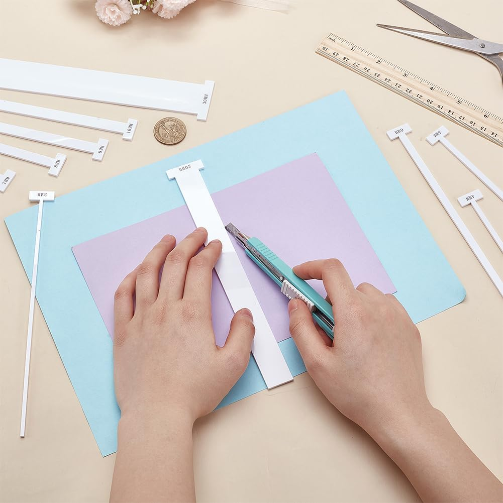 FINGERINSPIRE 10 Pcs Acrylic Bookbinding Spacer Tool 3/4/5/6/7/8/9/10/20/30Mm White Bookbinding Ruler T Shape Straight Edge Book Binding Kit for Making Book with Spine, Covered with Protective Film image number 5
