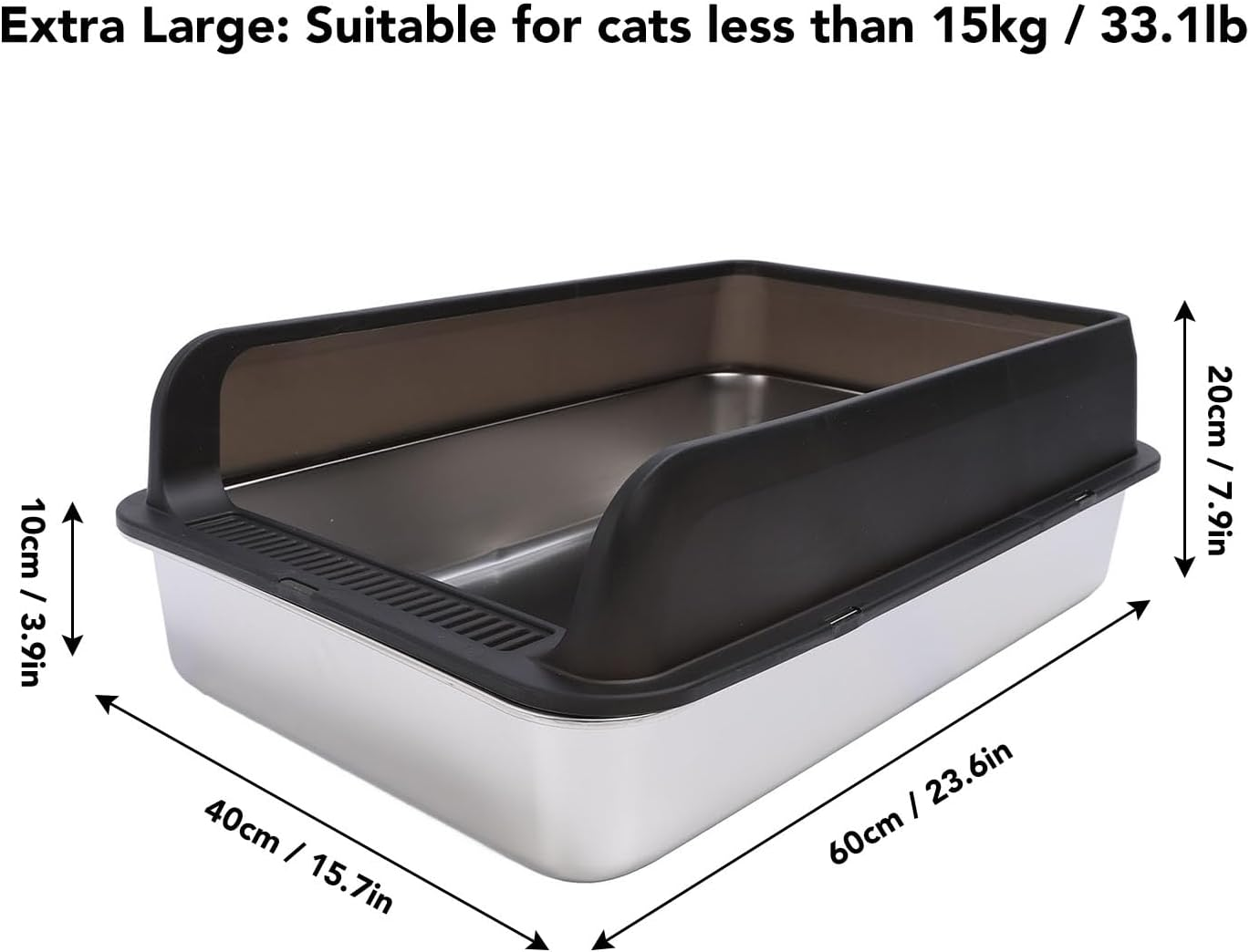 Stainless Steel Cat Litter Box, XL Enclosed High Sided Cat Litter Box, Nonstick Metal Litter Box for Big Cats, Easy Cleaning, Include Scoop (XL 7.5X13Cm) image number 6