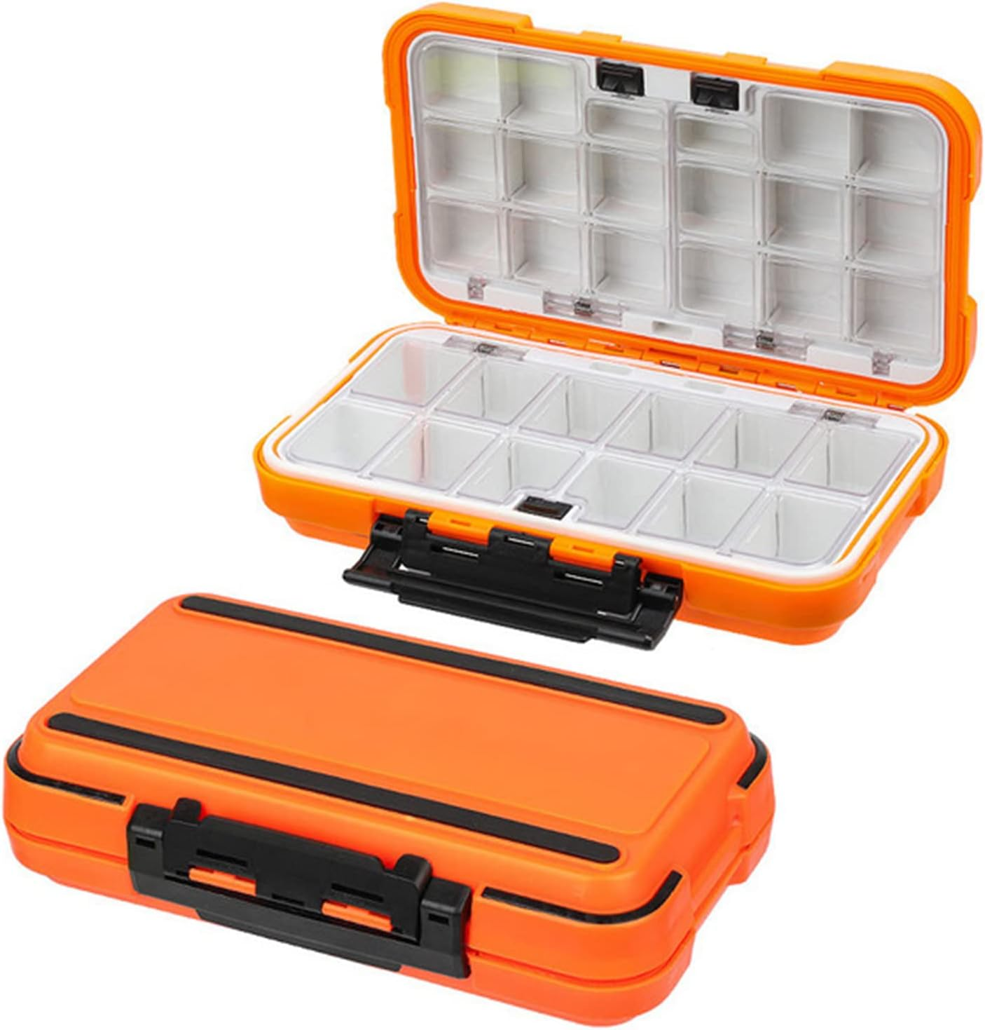 Fishing Lure Box, Waterproof Portable Lightweight Tackle Storage Box with Rubber Shock Absorber, Plastic Fishing Accessories Box for Angler (Orange S)