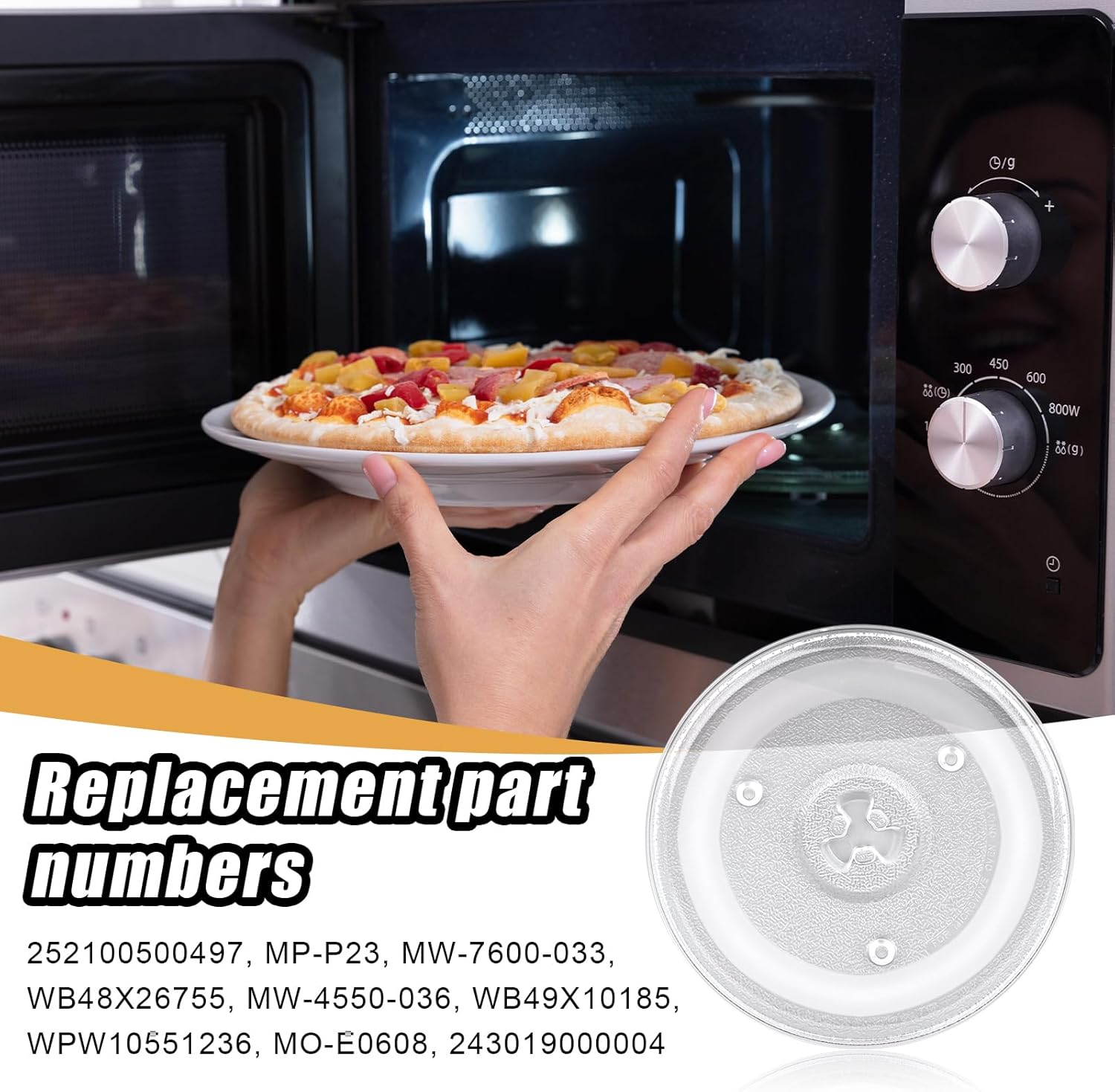 10.6In Microwave Glass Turntable, Microwave Glass Plate Replacement Compatible with Hamilton Beach P90D23AL-R1/GE WB48X26755/WPW10551236 image number 1