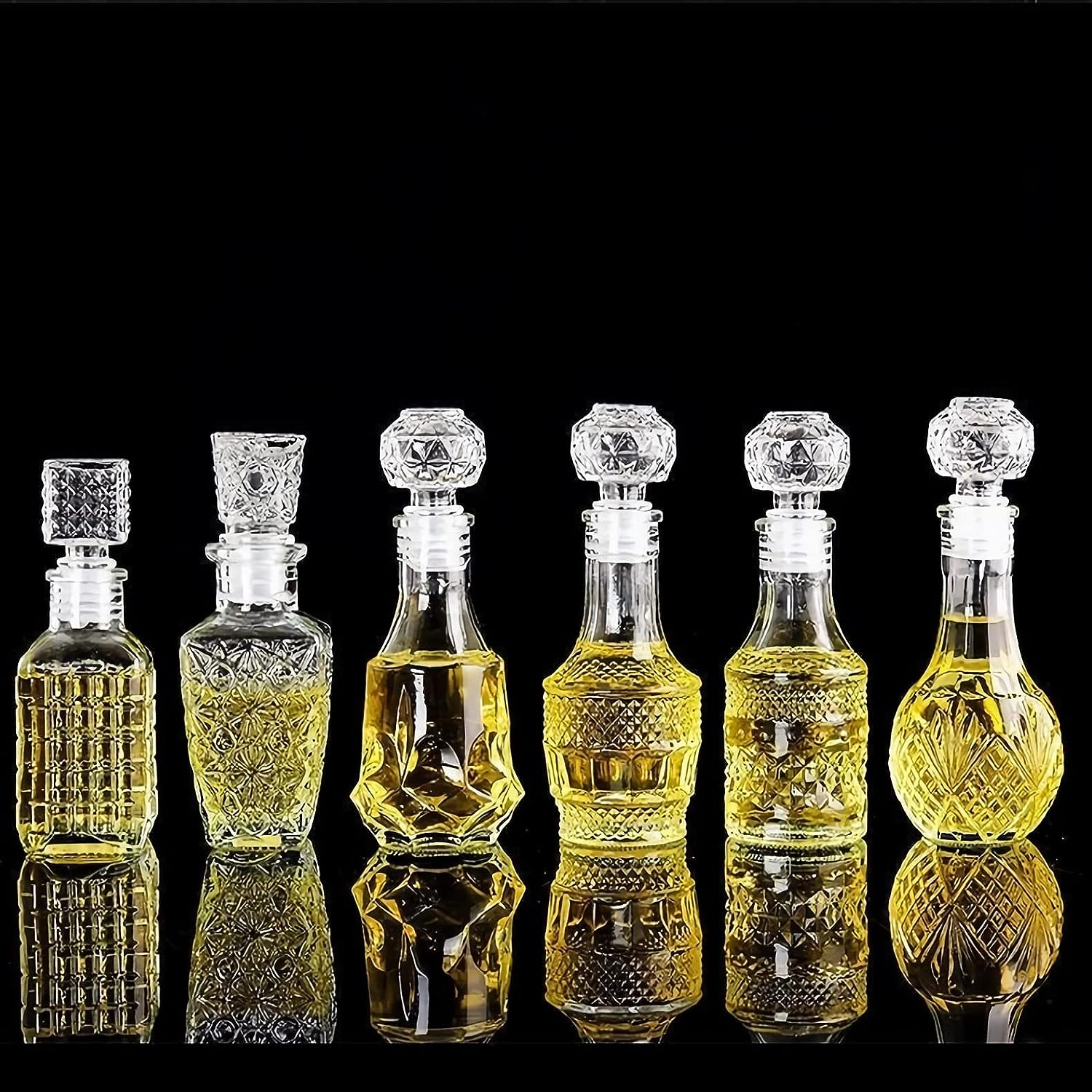 Mini Glass Bottles with 6 Different Shapes Can Be Used for Self-Made Juicing, Wine Bottles or Whiskey Decanter image number 3