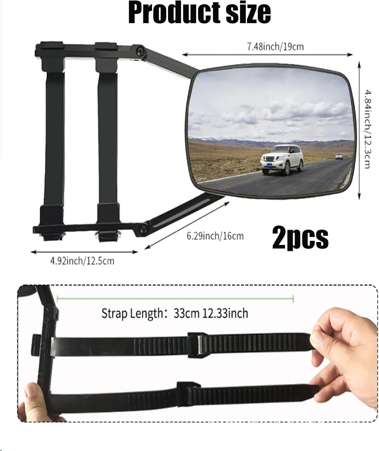 2 Pcs Towing Mirrors Extenders Trailer Universal Clip，Versatile Towing Accessories for Improved Safety and Visibility image number 3