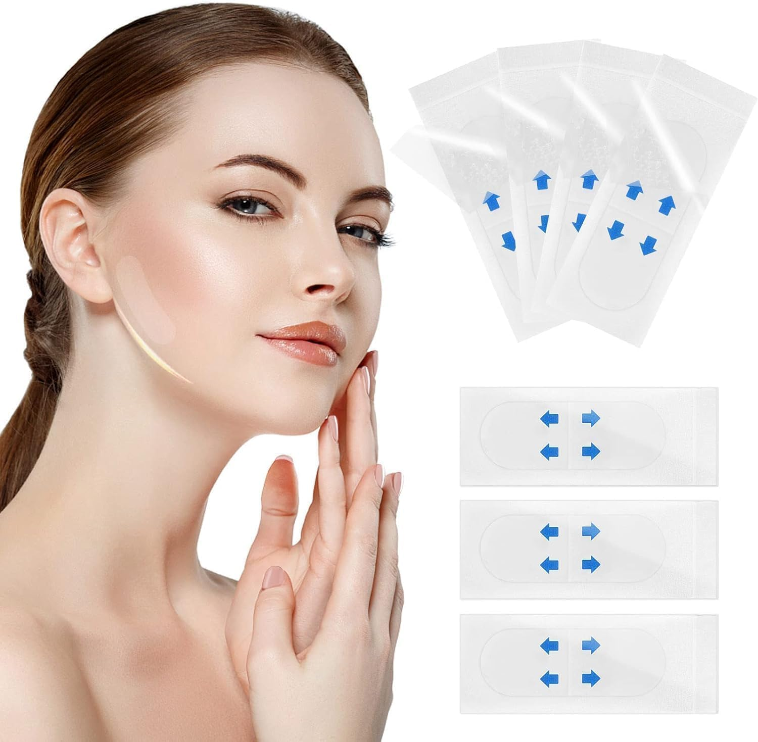 LGLAU Face Lift Tape,Face Tape Lift Invisible Waterproof Face Stickers, Instant Makeup Face Lift Tool, Face Lift Stickers for Concealing Wrinkles Double Chin Sagging Tightening Skin 40Pcs