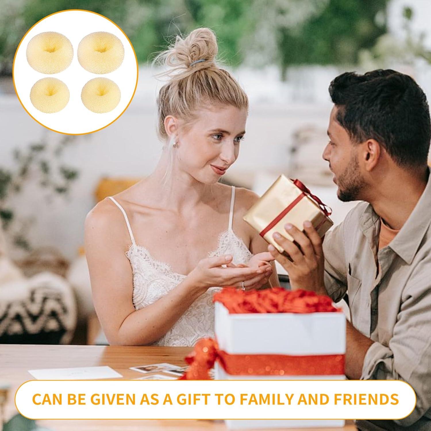 4 Pieces Donuts Bun Hair Accessory Women'S Hair Accessories Elastic Donut Chignon Bun Cushion Hair Clip Hair Band for Wedding (White) image number 6