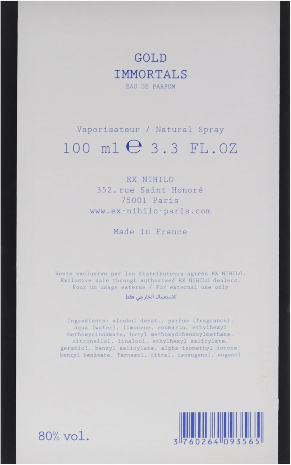 Gold Immortals by Ex Nihilo for Unisex - 3.3 Oz EDP Spray image number 2