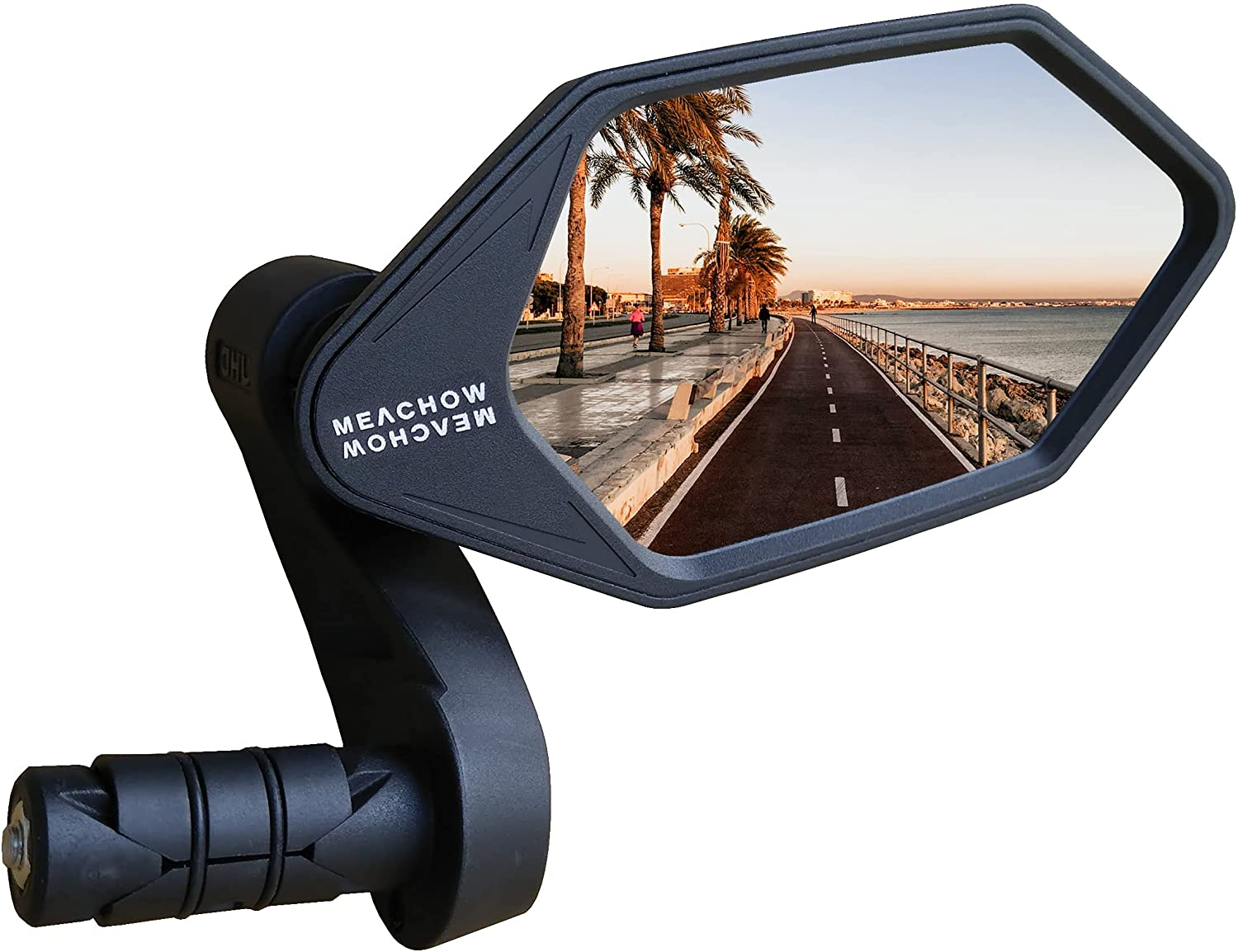 MEACHOW New Bar End Bike Mirror, Crystal UHD Automotive Grade Glass Lens E-Bike Mirrors, Scratch Resistant, Safe Rearview Mirrors, (Blue Right Side) ME-022RB