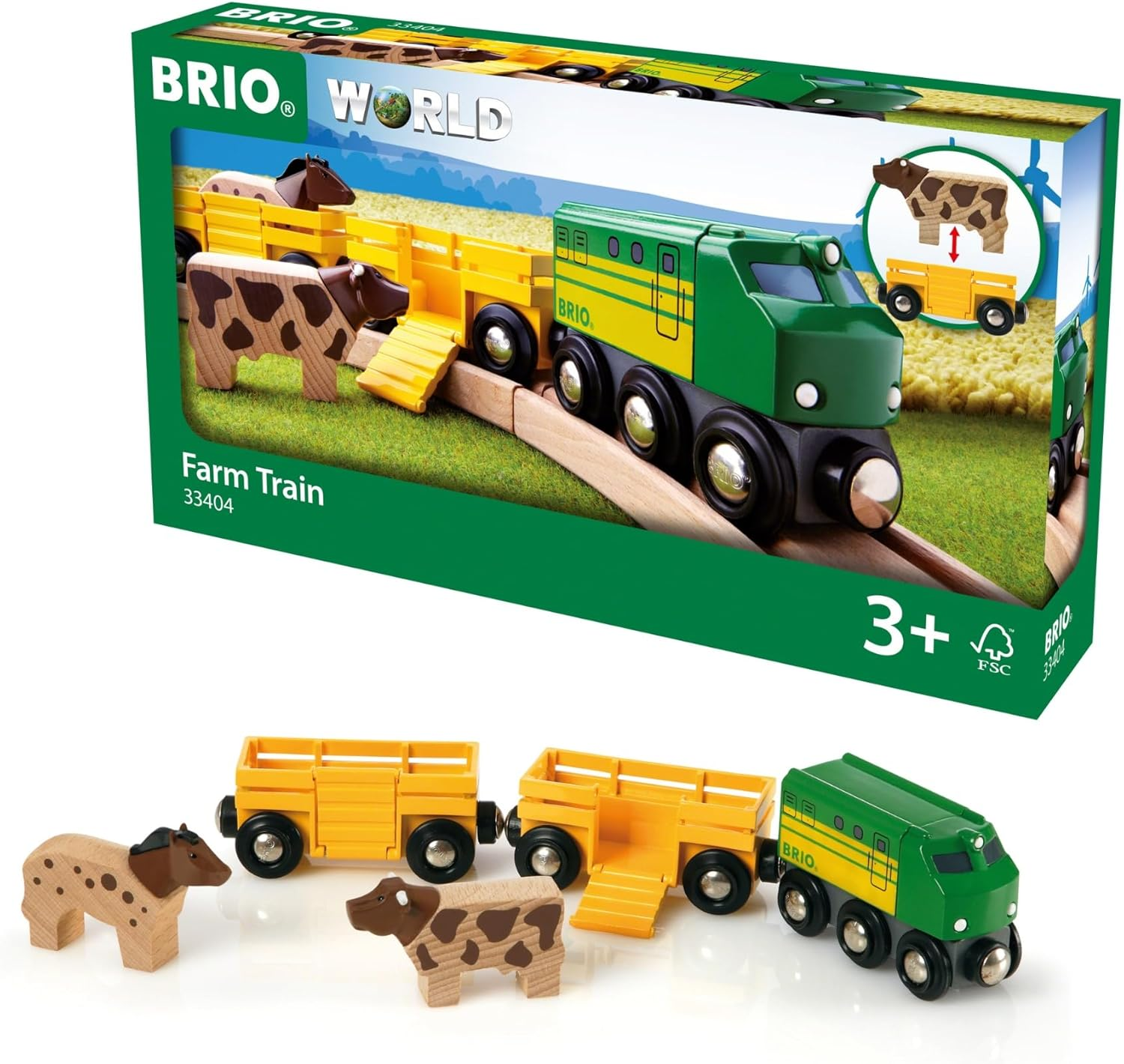 BRIO World 33404 - Farm Train 5 Pieces &ndash; Wooden Cargo Train Set with Animal & Farm Accessories &ndash; Magnetic Railway Toy for Kids Ages 3+ &ndash; Compatible with BRIO Tracks image number 3