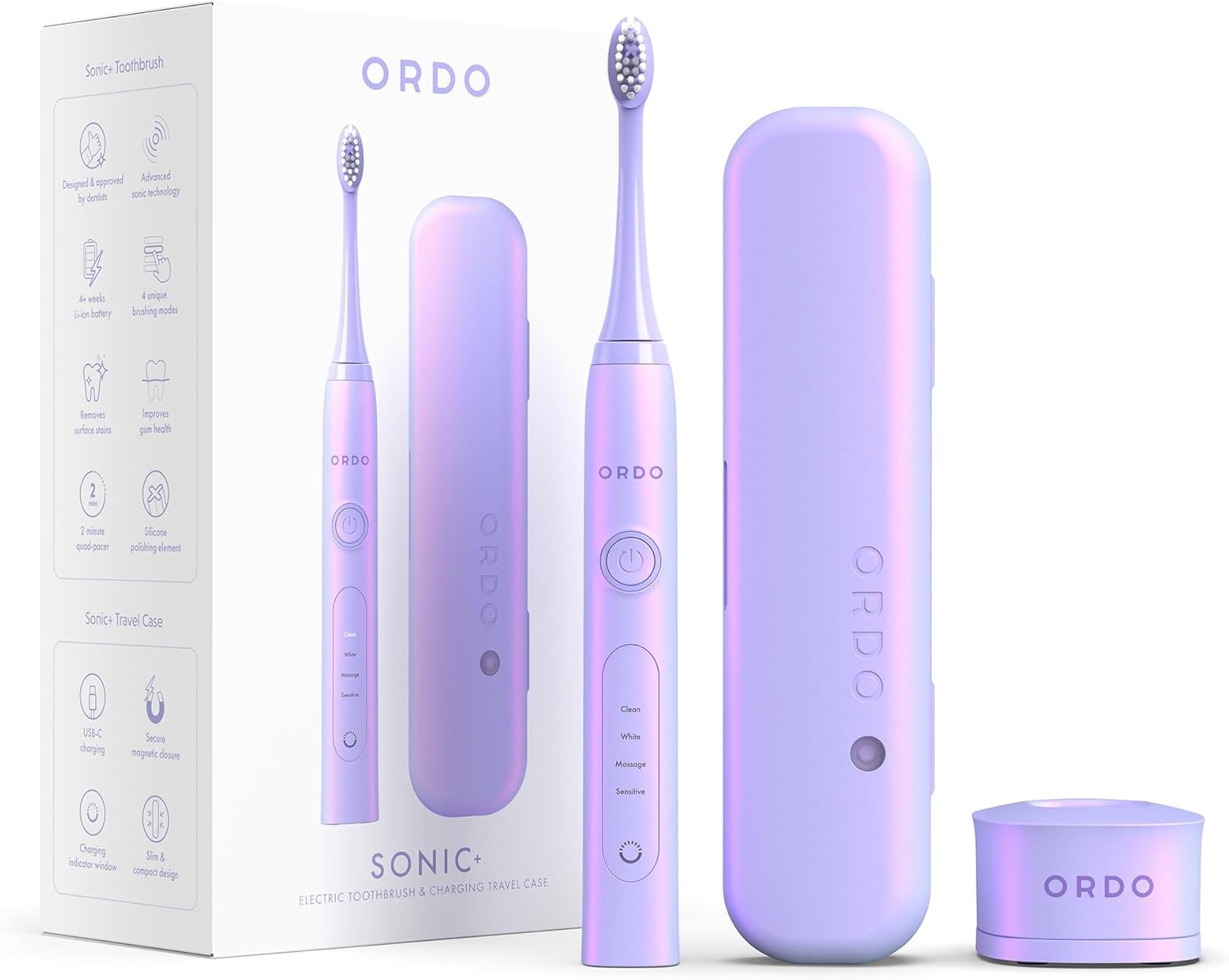 Ordo Sonic+ Travel Case for Toothbrush and Charger - Pearl Violet