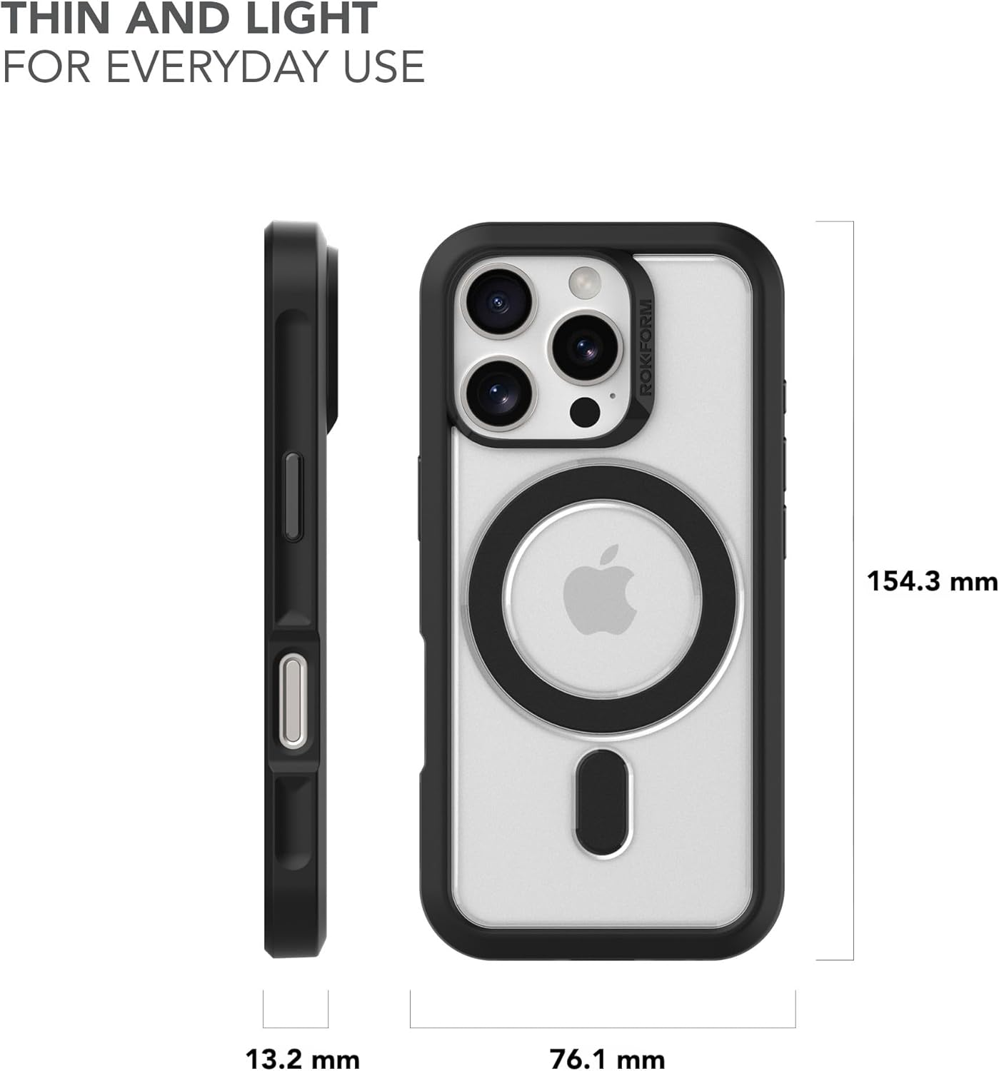 Rokform Slim Case Compatible with the Iphone 16 Pro, Drop Tested Armor (Clear) image number 4