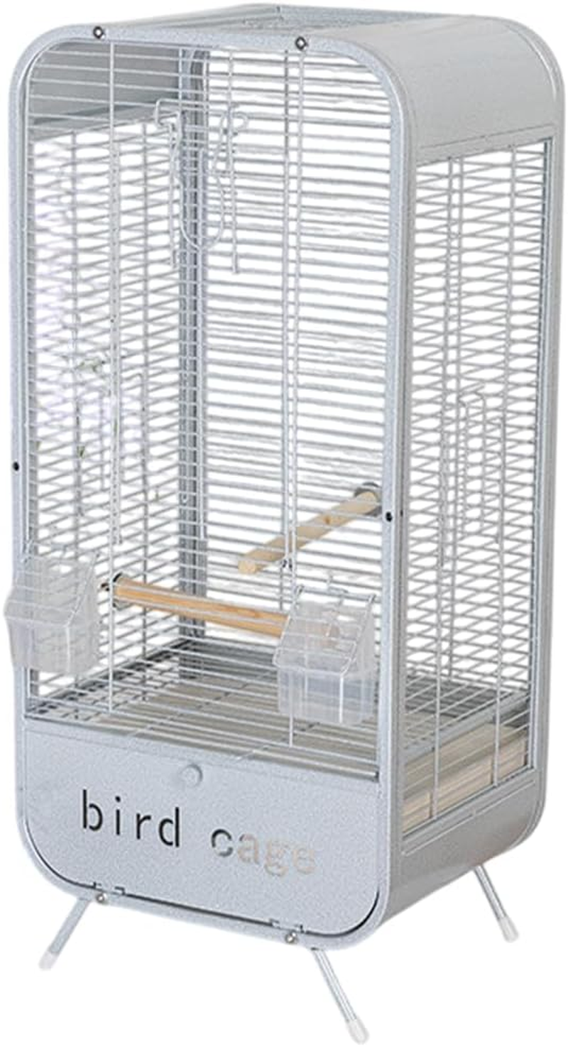 AIMALL Metal Parrot Cage, 13.7&times;11&times;30.3In Durable Spacious Habitat with Feeder & Perch, Ideal for Parrots Cockatiels Budgerigars, Stylish Viewing Home Avian Enclosure