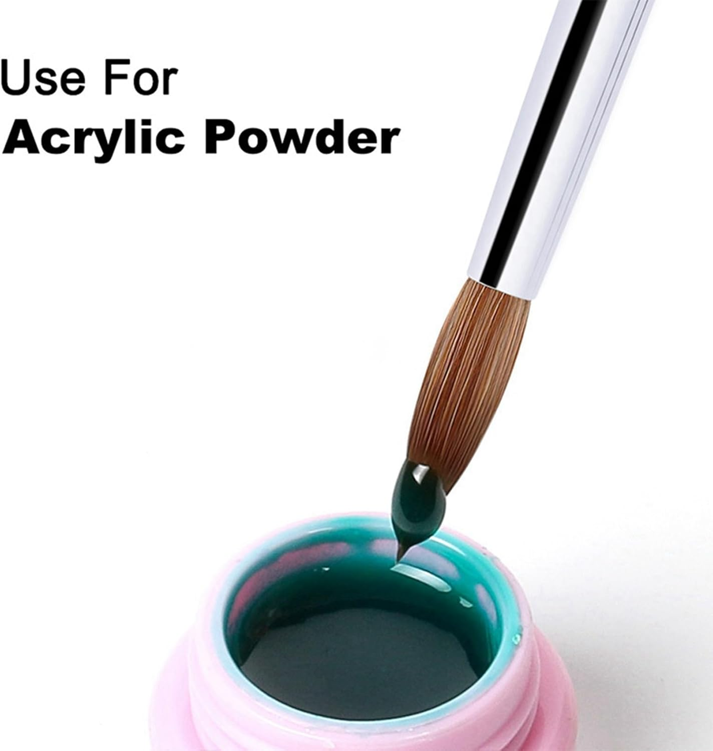 2Pc Kolinsky Sable Acrylic Nail Brush with Liquid Glitter for Nail Art Tool 10 image number 4