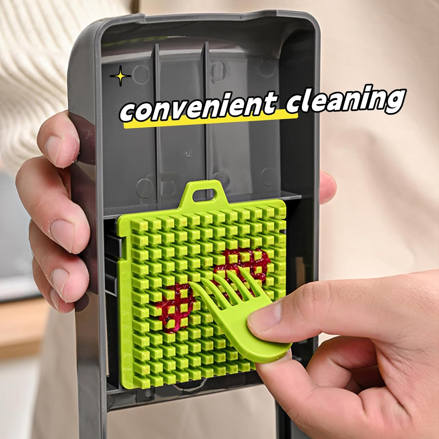 Vegetable Chopper Multifunctional Onion&Carrot Dicer，Potato Slicer Cutter，Pumpkin&Carrot Shreds with Sharp Blades，Egg White Separator and Drainage Basket (Grey Anti-Slip) image number 1