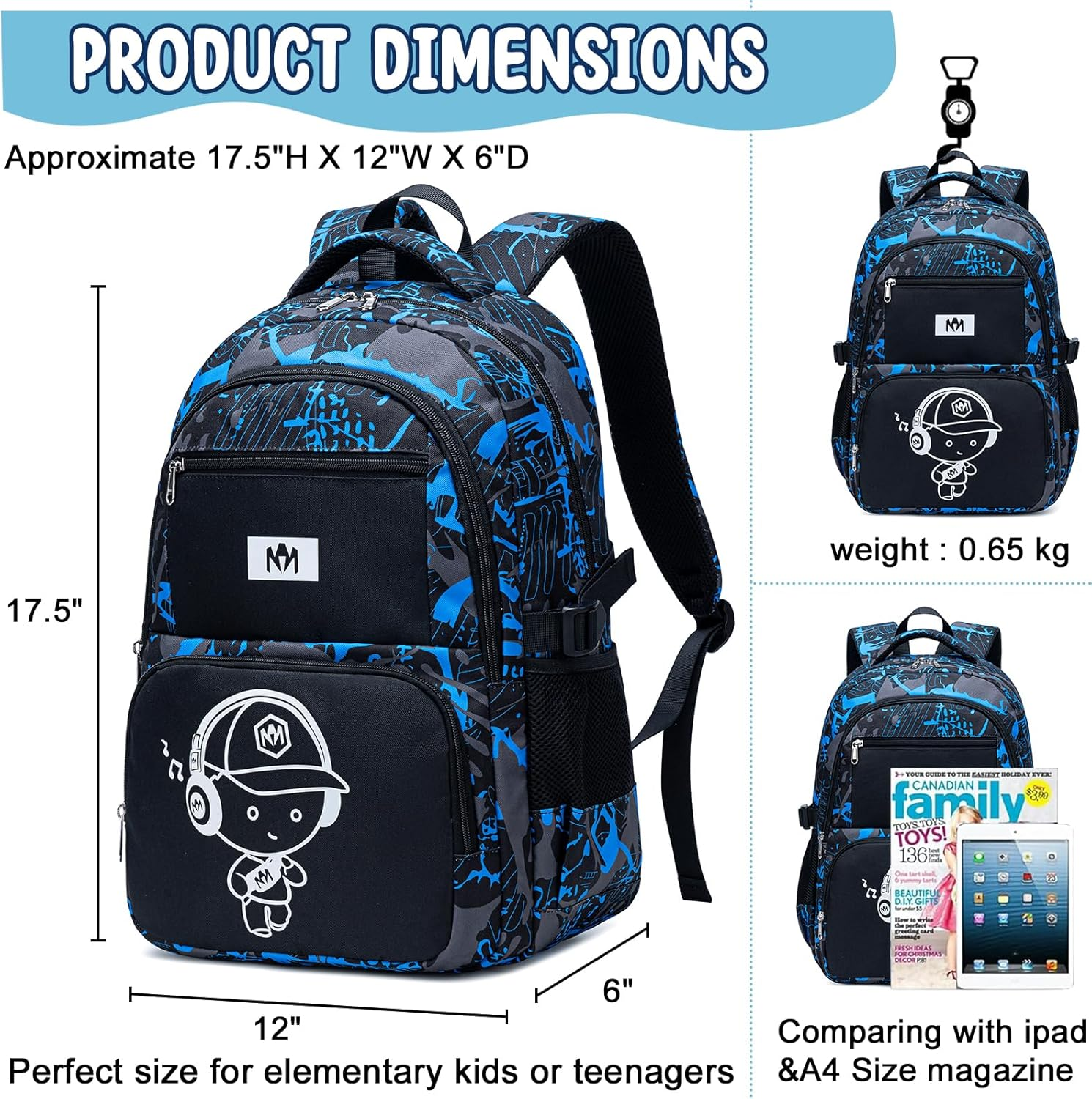 Bluboon Kids Backpack Boys Camo Bookbag Teens Elementary School Bag Daypack Travel Back Pack Middle School - Boy-Camo 2Pcs image number 4