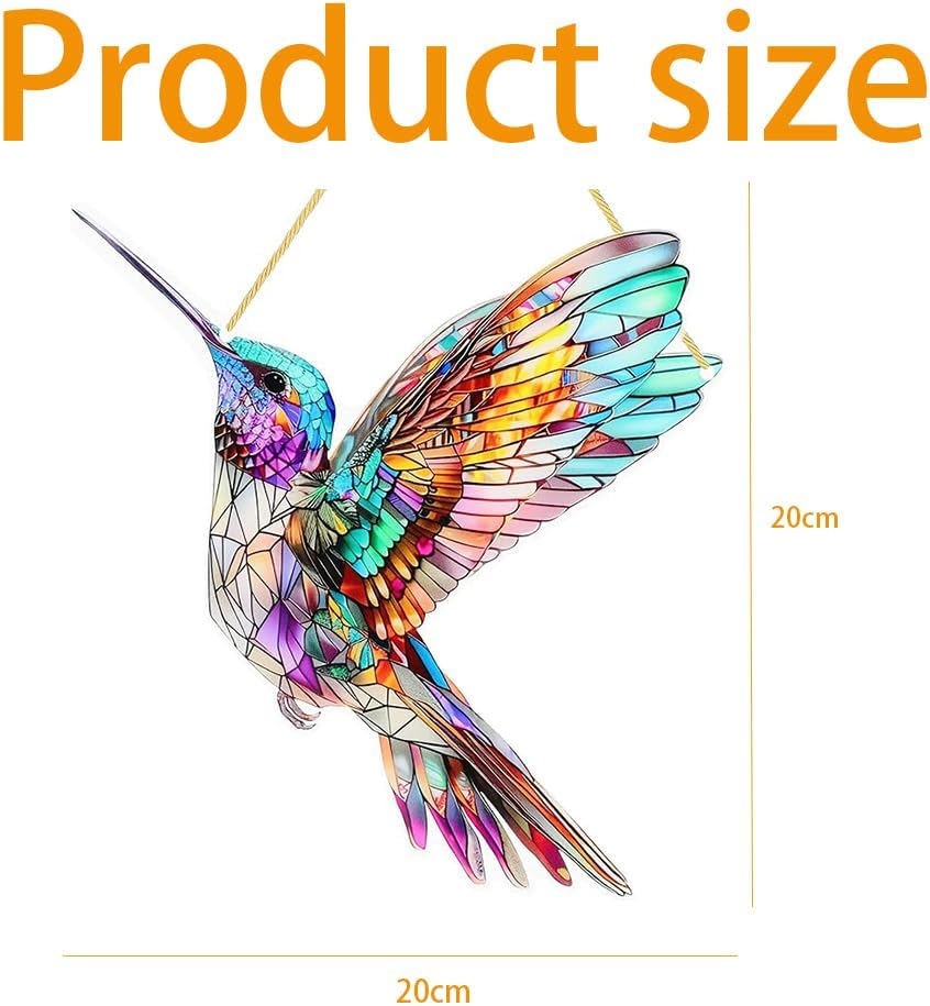 2Pcs Colorful Spirit Birds Window Hanging Ornament,Hummingbird Suncatchers for Windows & Indoor Decor,Acrylic Birds, Colorful Bird Sun Catchers,Christmas Decoration image number 3