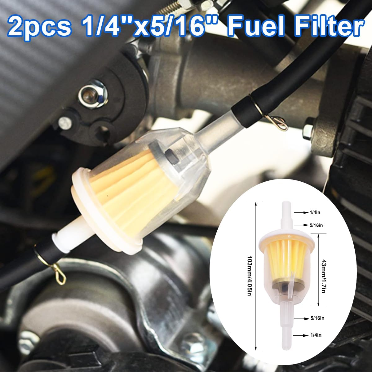 Tnisesm 5/16"(8MM) Inch ID Fuel Line Kits, 2 Meter / 6-Foot Fuel Line + 2Pcs 1/4 Inch X 5/16 Inch Gas Inline Fuel Filters with Magnet +10 Pcs 15/32''-9/16'' Mini Fuel Hose Clamps Adjustable image number 6