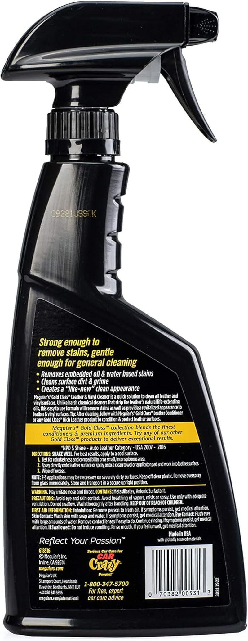 Meguiar'S Gold Class Leather and Vinyl Cleaner image number 1