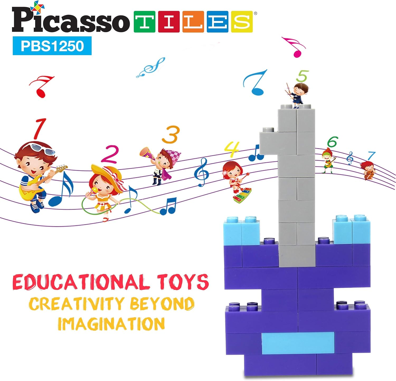 Picassotiles 1250 Piece STEM Creative Imaginative Color Vibrant Sensory Toy Mix & Match Brick Building Blocks Kit 11 6 Unique Shape Construction Block Playset Kids Boys & Girls Age 3+ image number 4