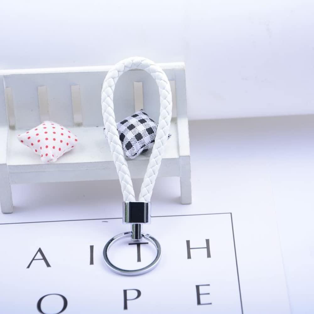 5 Colors Braided PU Leather Strap Keyring Keychain, Leather Keyring, Personalised Keychain, Car Key Chain Ring DIY Rope Keyring for Men or Women - Black image number 6