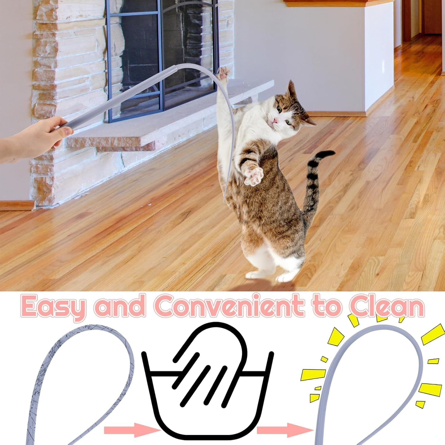 Cat Angel Long, Pack of 2 Cat Toy, Self-Employment, Silicone Teaser, Cat Wand Toy, Silicone Mouse, Tail Cat Toy, Cat Fishing Toy, Cat Fishing Rod