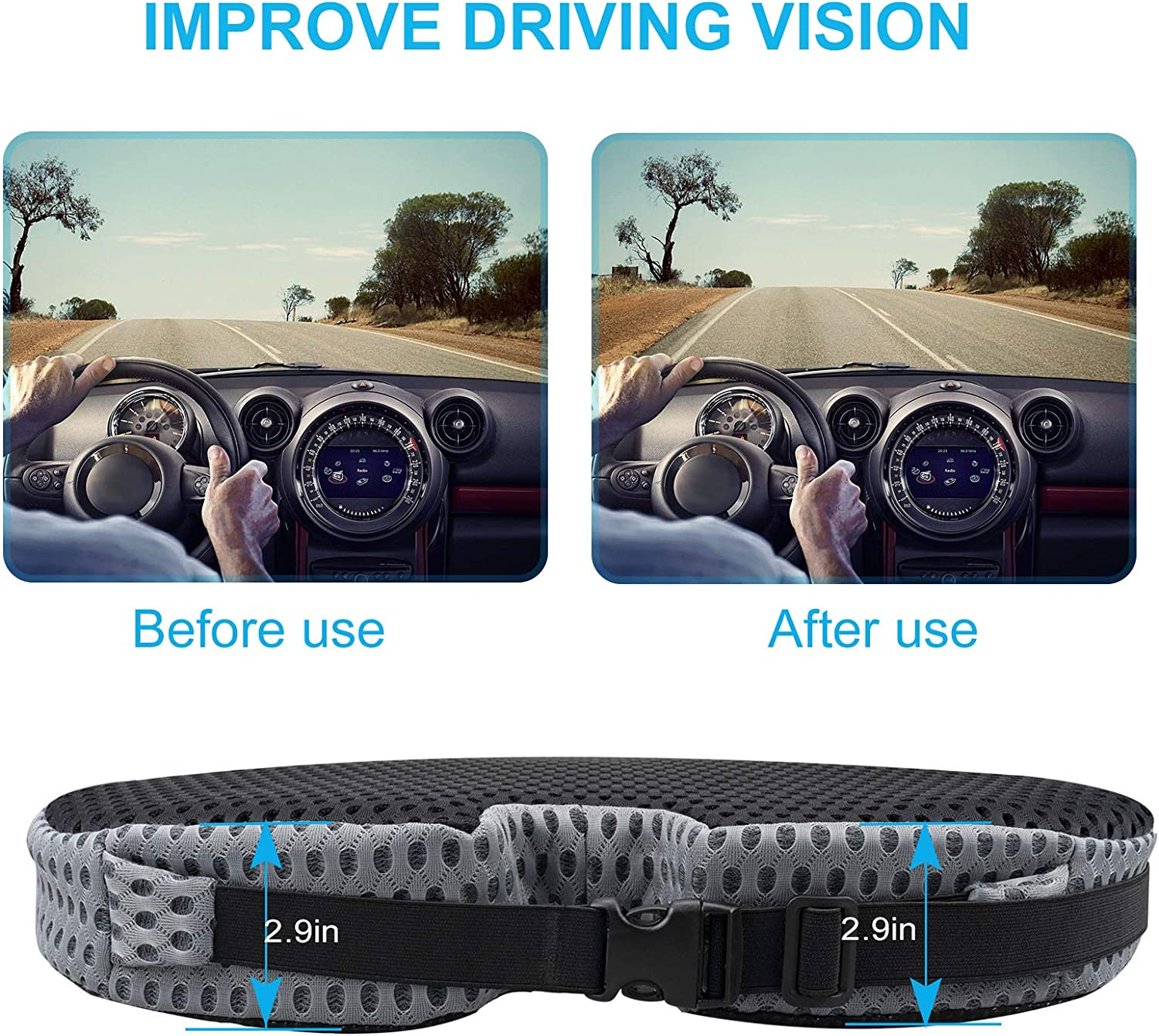 2025 Upgrades Car Coccyx Seat Cushion Pad for Sciatica Tailbone Pain Relief, Heightening Wedge Booster Seat Cushion for Short People Driving, Truck Car Accessories Driver, for Office Chair image number 1