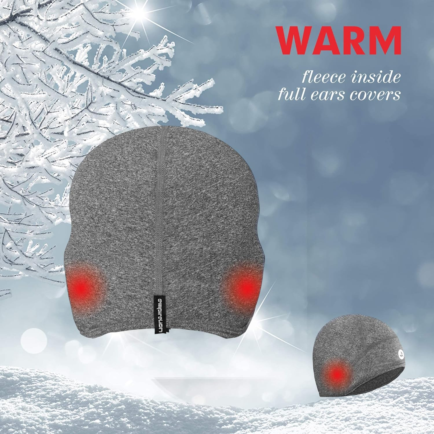 EMPIRELION Lightweight Thermal Skull Cap Ears Warm Cycling Helmet Liner Winter Running Beanie Hats Sweat Wicking image number 3
