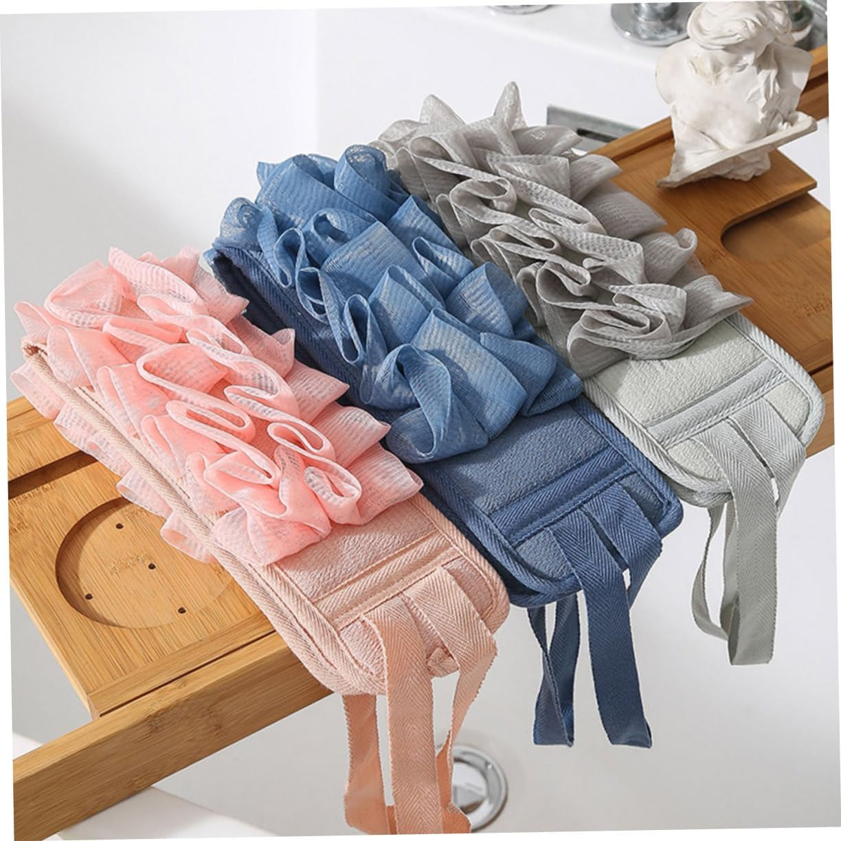 COLLBATH 3Pcs Portable Bath Shower Scrubber Exfoliating Back Scrubber Washing Strap for Ages image number 6