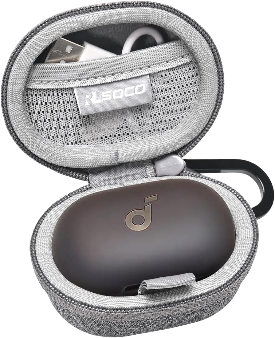 RLSOCO Carrying Case for Anker Soundcore Space A40 Adaptive Active Noise Cancelling Wireless Earbuds - Black (Case Only)